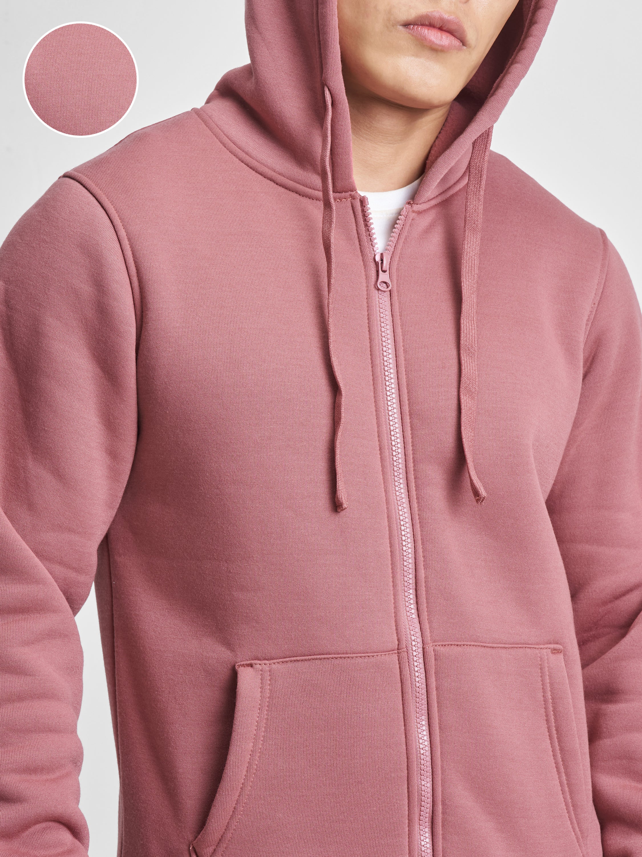 Highlander Men Rose Hooded Front-Open Sweatshirt - Rose - Image 5
