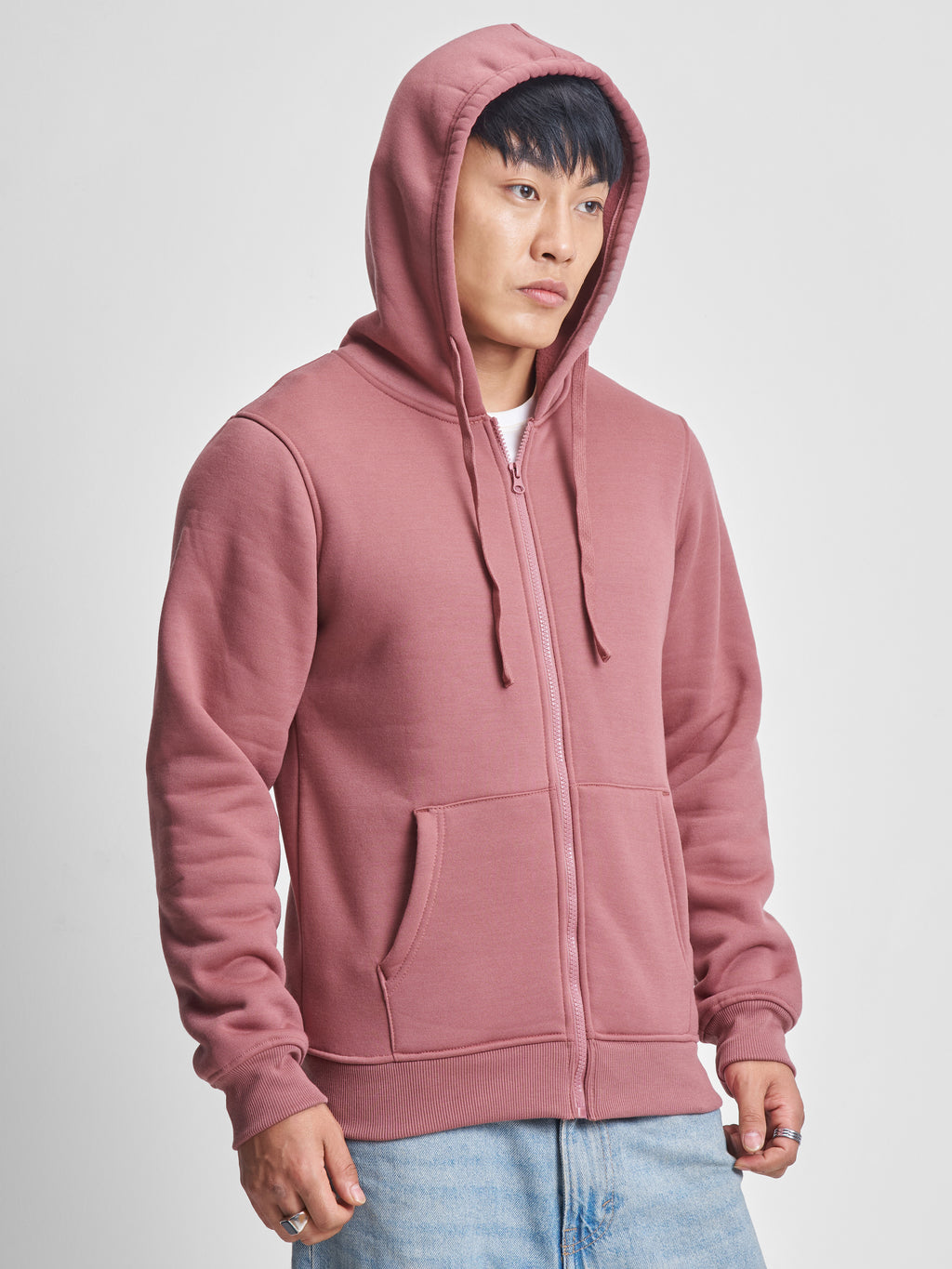 Highlander Men Rose Hooded Front-Open Sweatshirt - Rose - Image 6