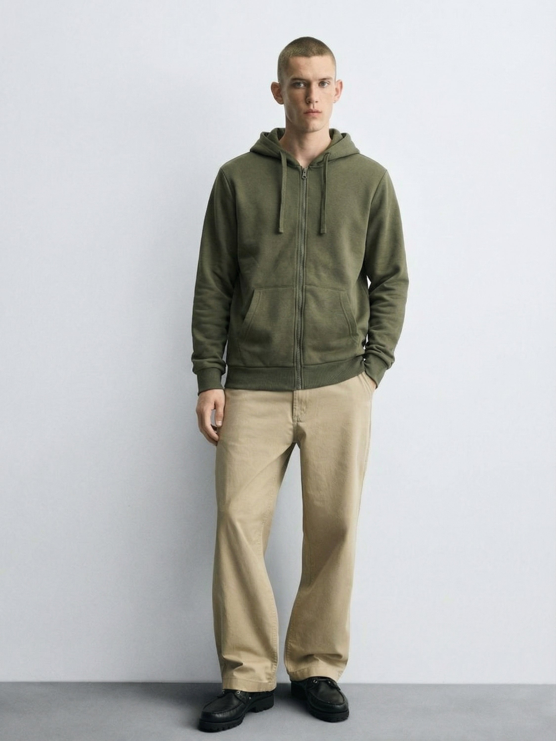 Highlander Men Olive Hooded Front-Open Sweatshirt - Olive - Image 3