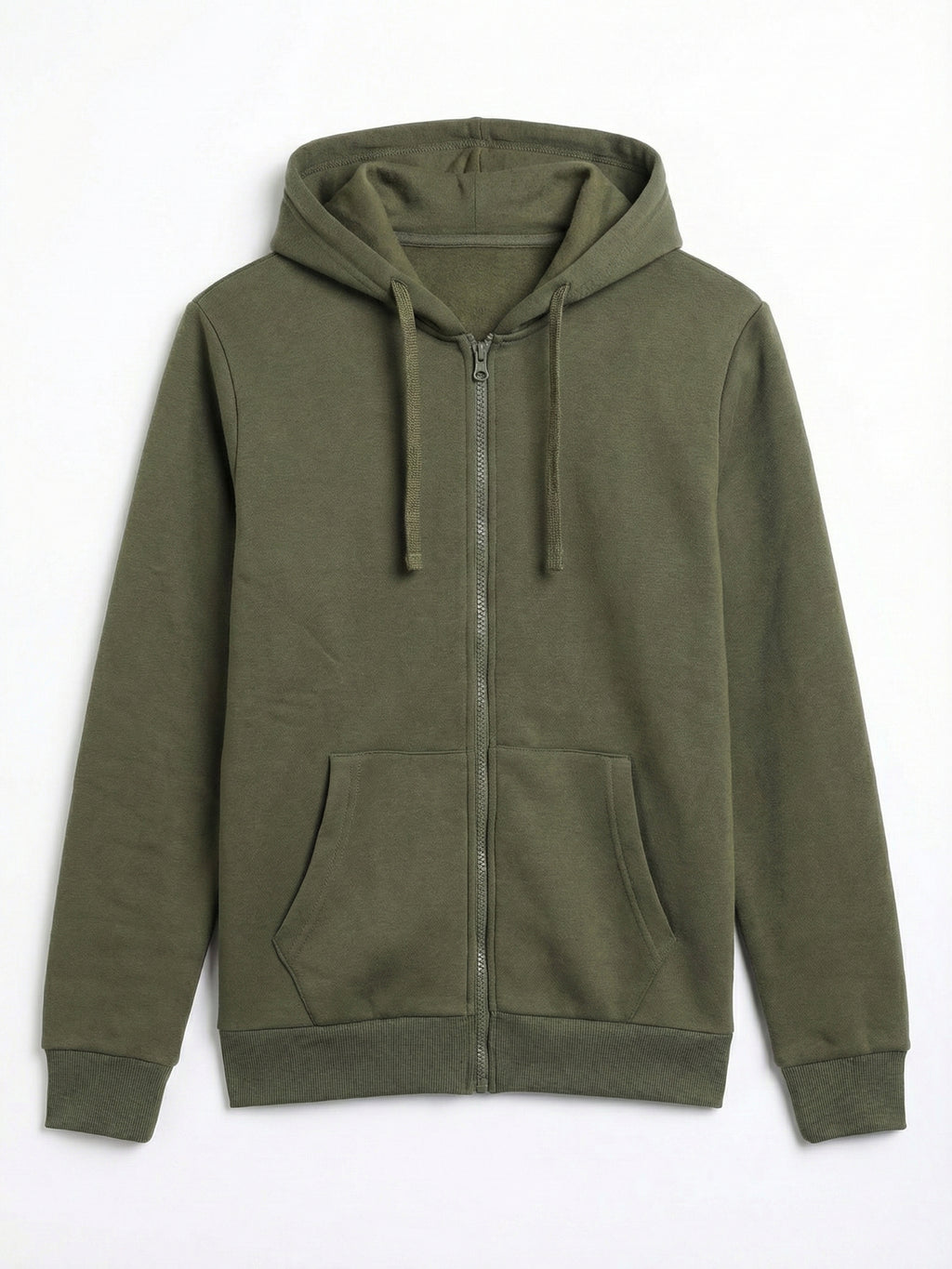 Highlander Men Olive Hooded Front-Open Sweatshirt - Olive - Image 4