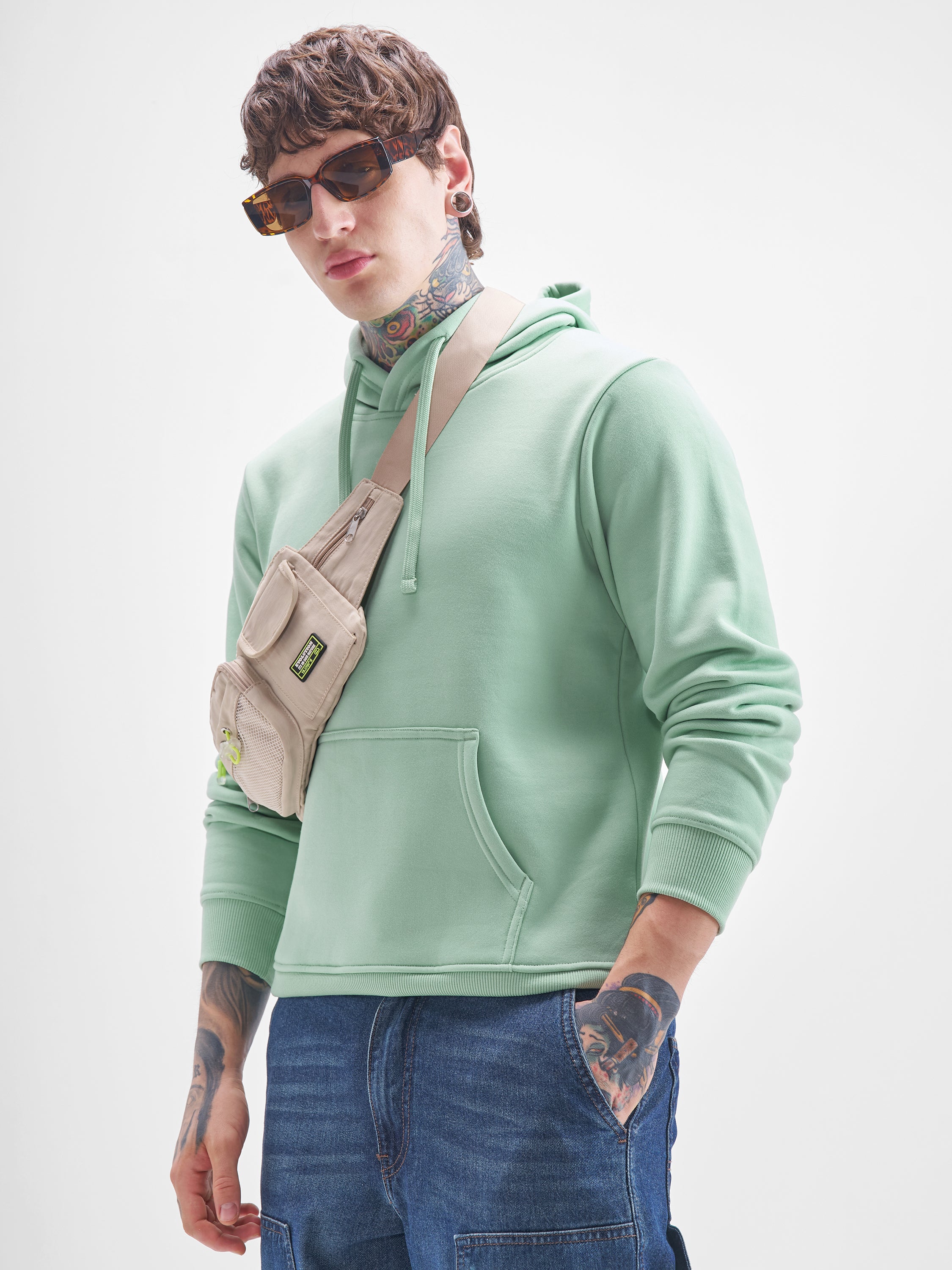 Highlander Men Green Hooded Pullover Sweatshirt - Green - Image 4