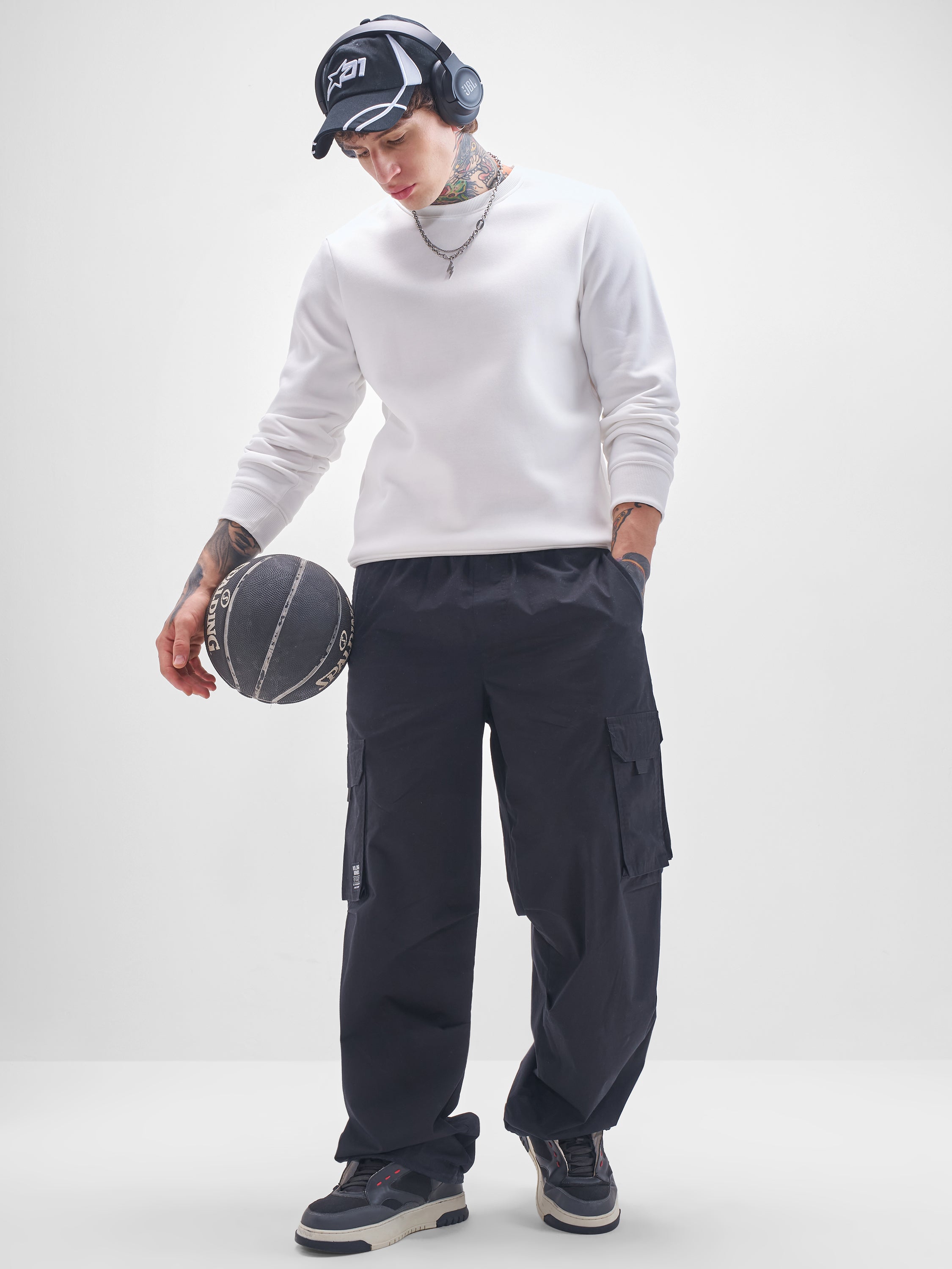 Highlander Men White Round Neck Pullover Sweatshirt - White - Image 2
