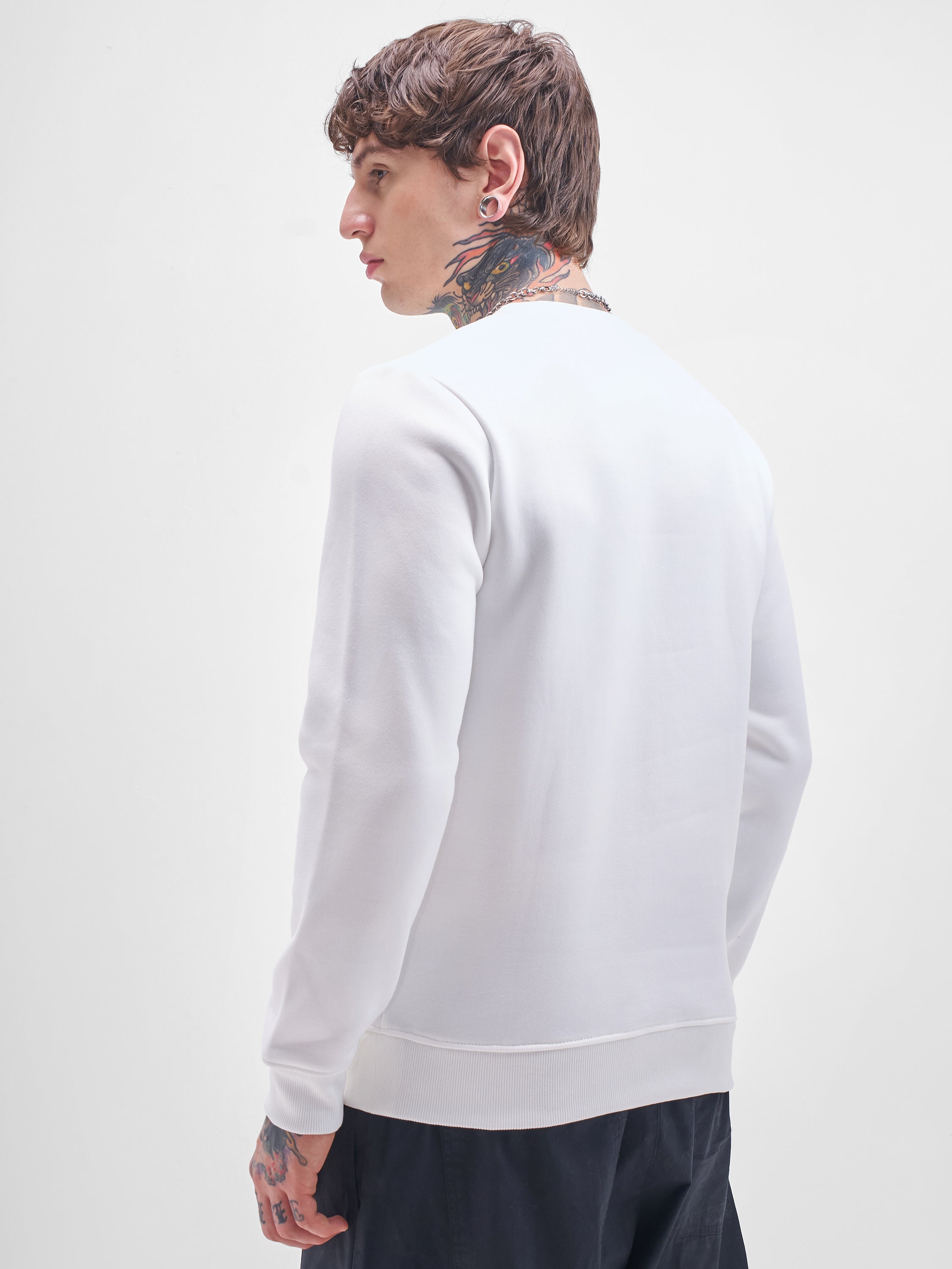 Highlander Men White Round Neck Pullover Sweatshirt - White - Image 3