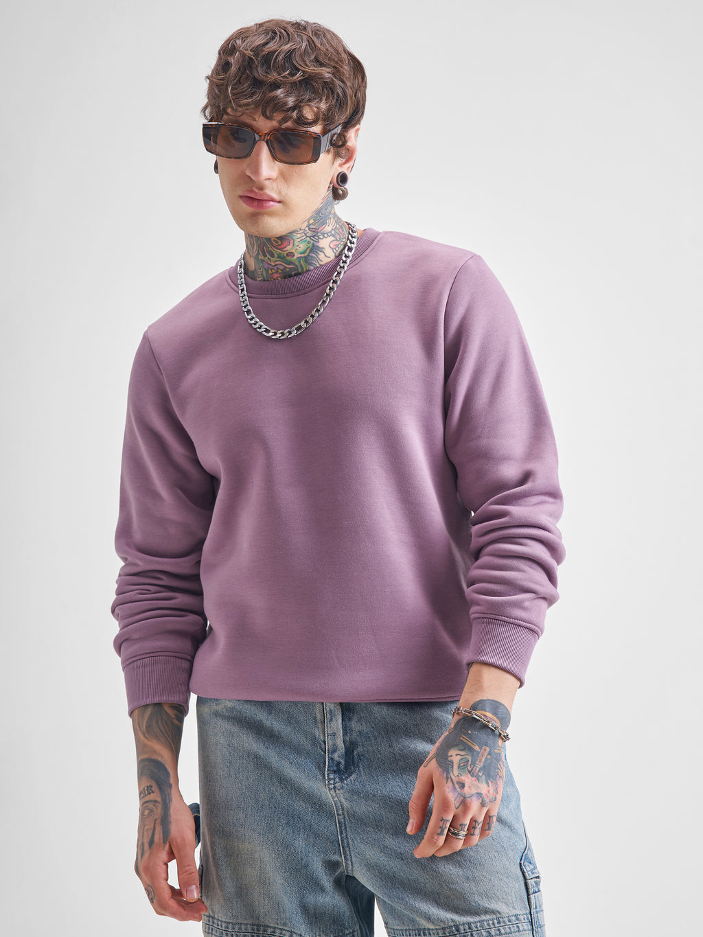 Highlander Men Purple Round Neck Pullover Sweatshirt - Purple - Image 1