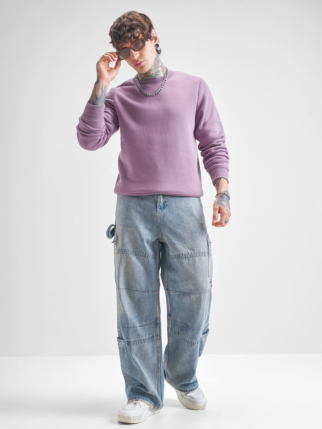 Highlander Men Purple Round Neck Pullover Sweatshirt - Purple - Image 2