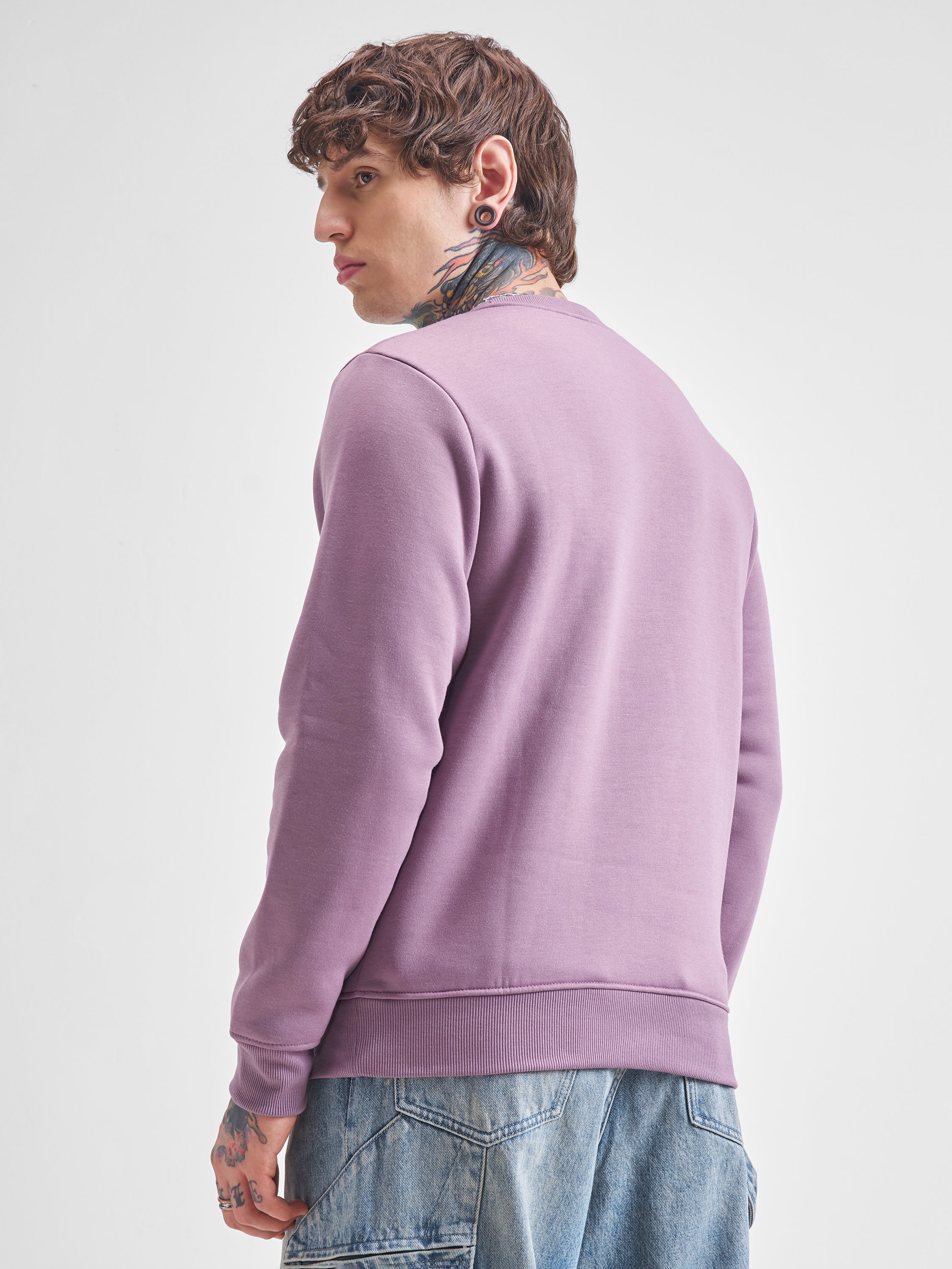 Highlander Men Purple Round Neck Pullover Sweatshirt - Purple - Image 3