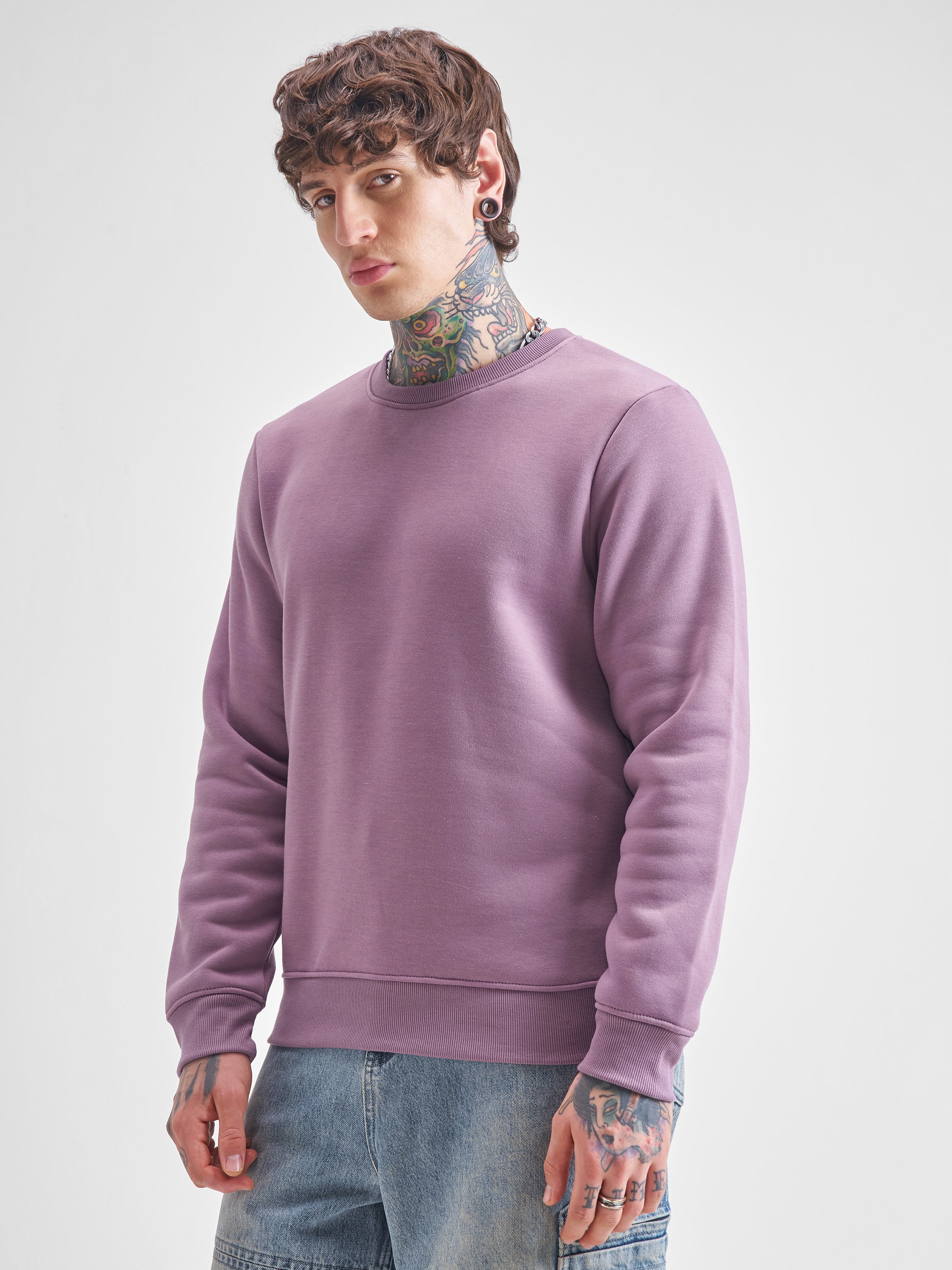 Highlander Men Purple Round Neck Pullover Sweatshirt - Purple - Image 4