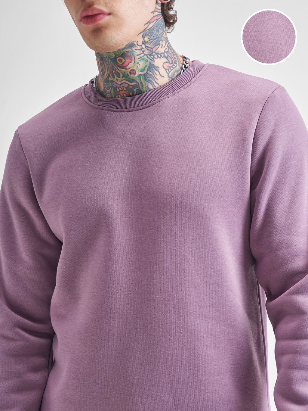 Highlander Men Purple Round Neck Pullover Sweatshirt - Purple - Image 5