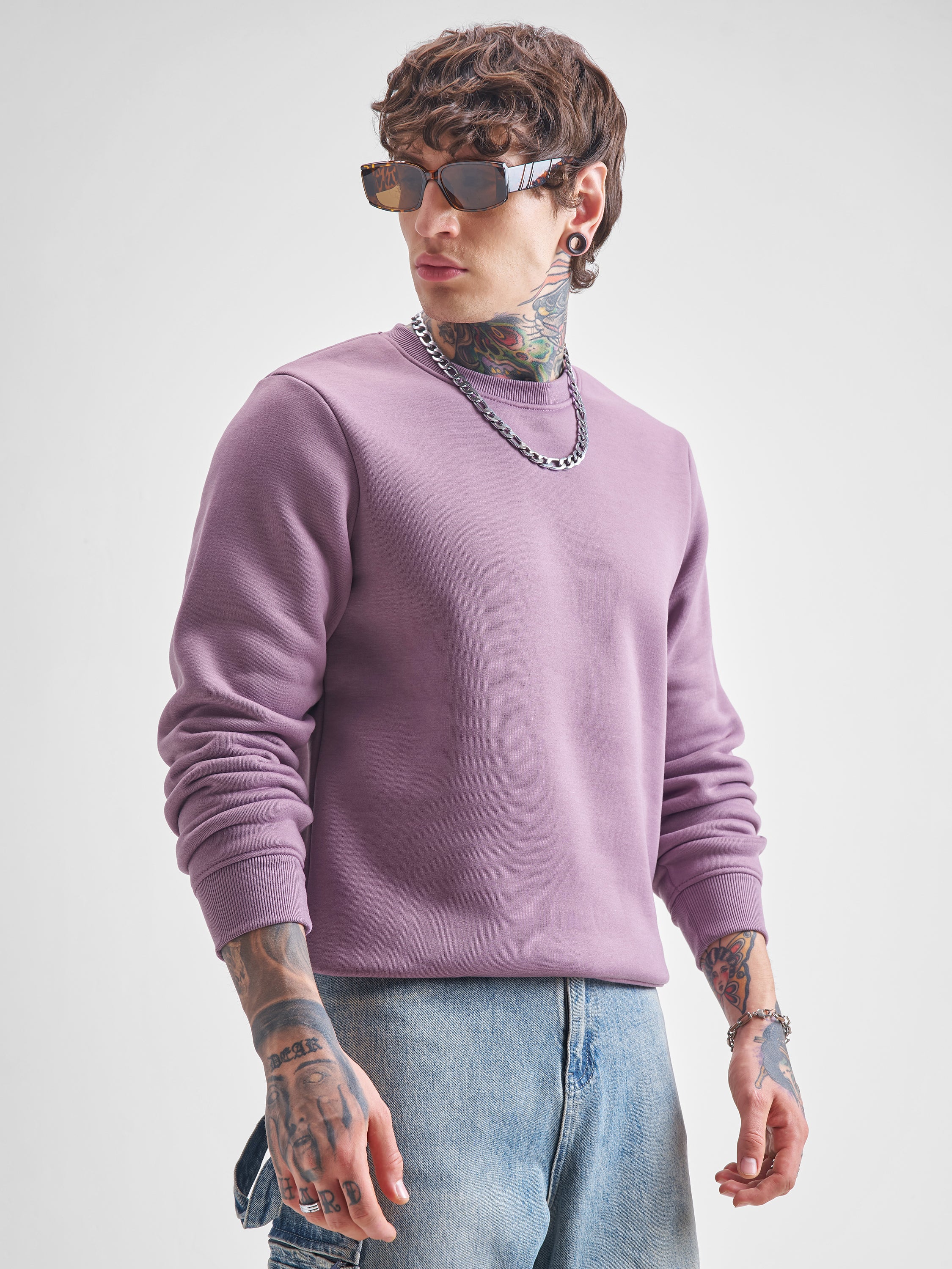Highlander Men Purple Round Neck Pullover Sweatshirt - Purple - Image 6