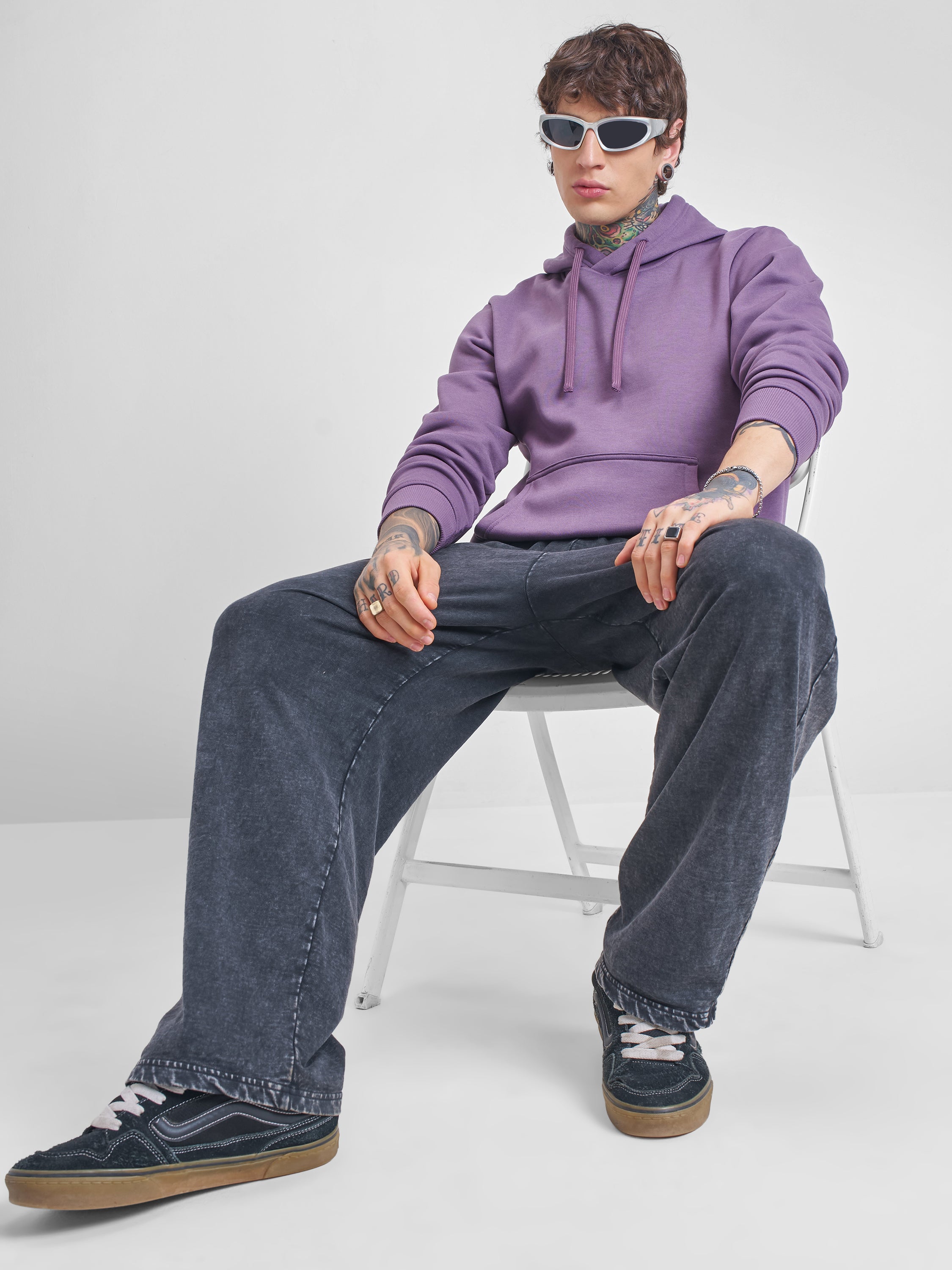 Highlander Men Purple Hooded Pullover Sweatshirt - Purple - Image 2