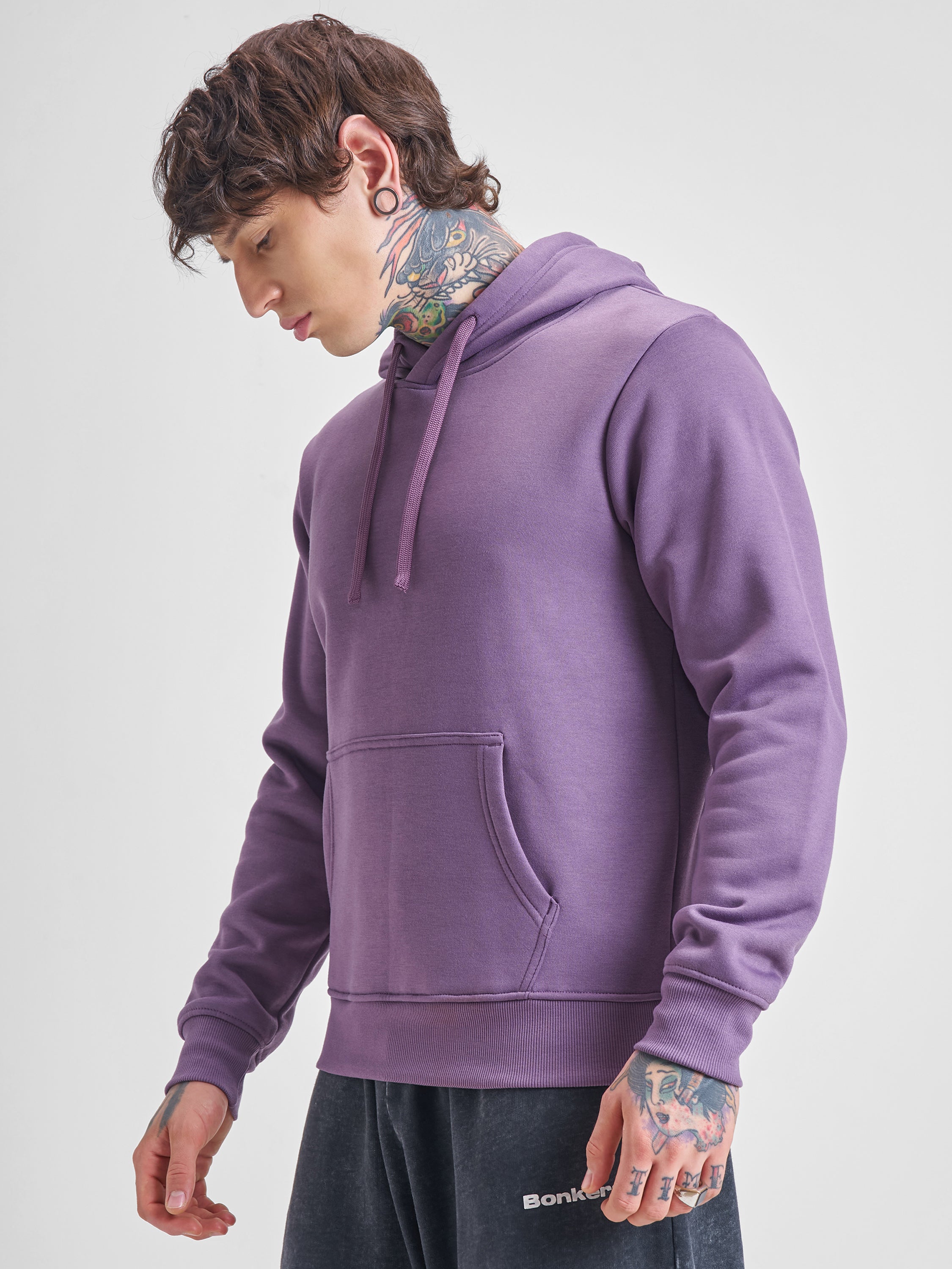 Highlander Men Purple Hooded Pullover Sweatshirt - Purple - Image 4