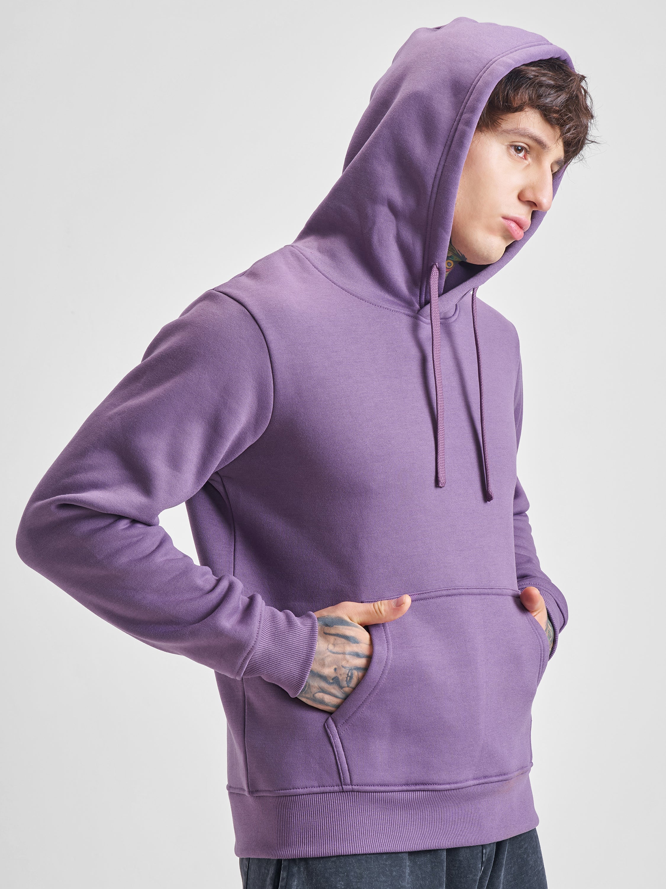Highlander Men Purple Hooded Pullover Sweatshirt - Purple - Image 6