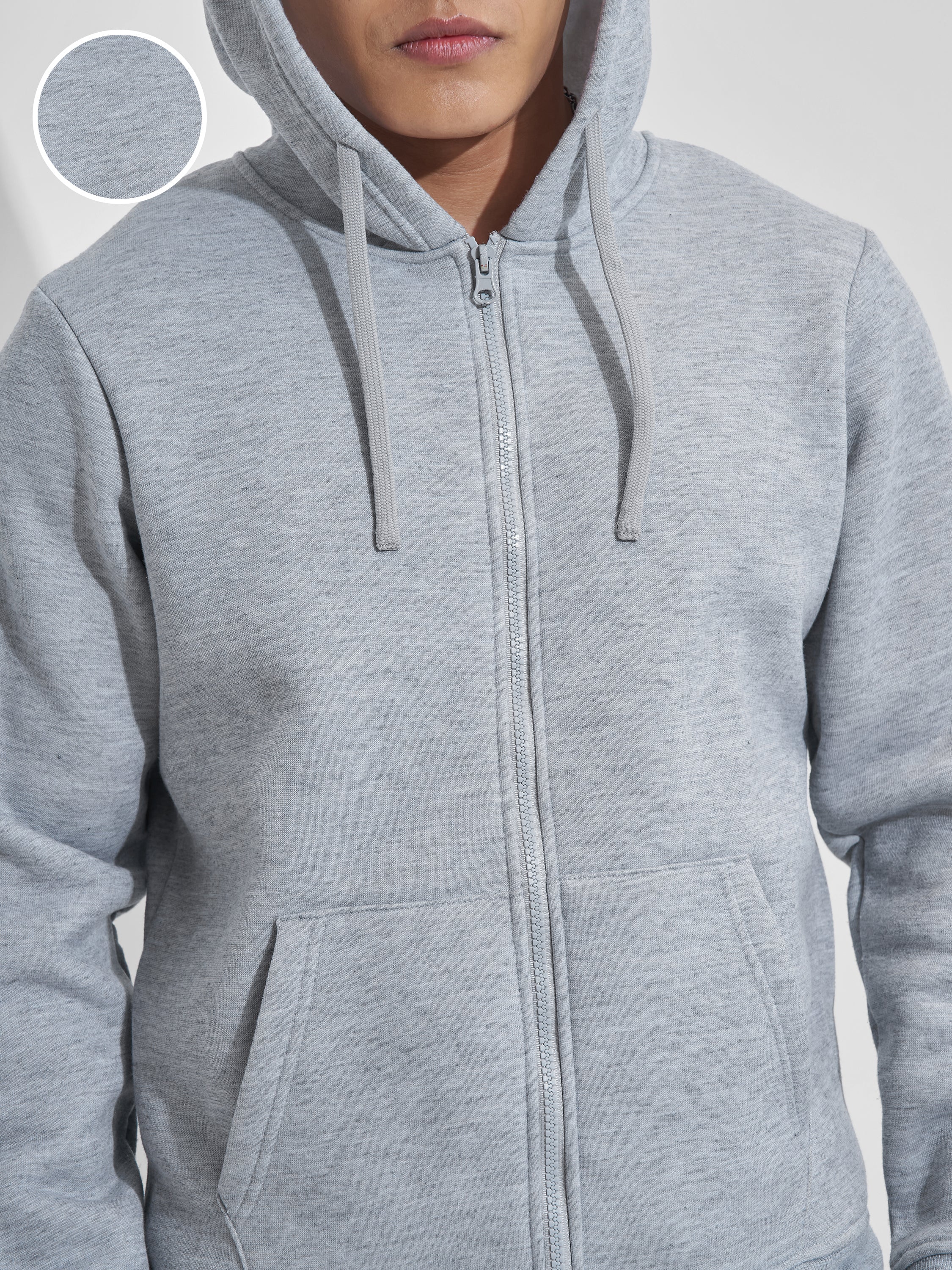 Highlander Men Grey Hooded Front-Open Sweatshirt - Grey - Image 5