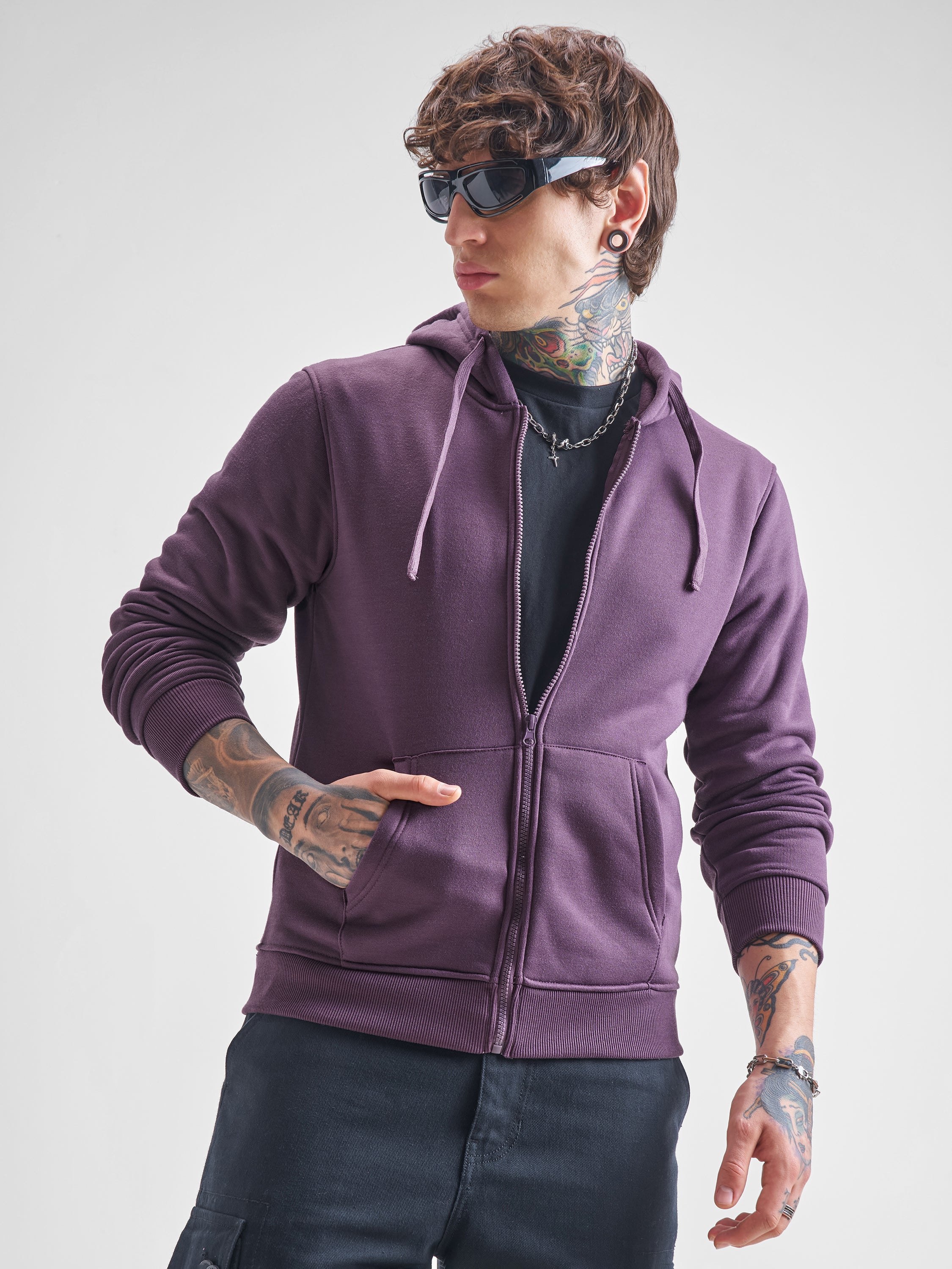 Highlander Men Lavender Hooded Front-Open Sweatshirt - Lavender - Image 1