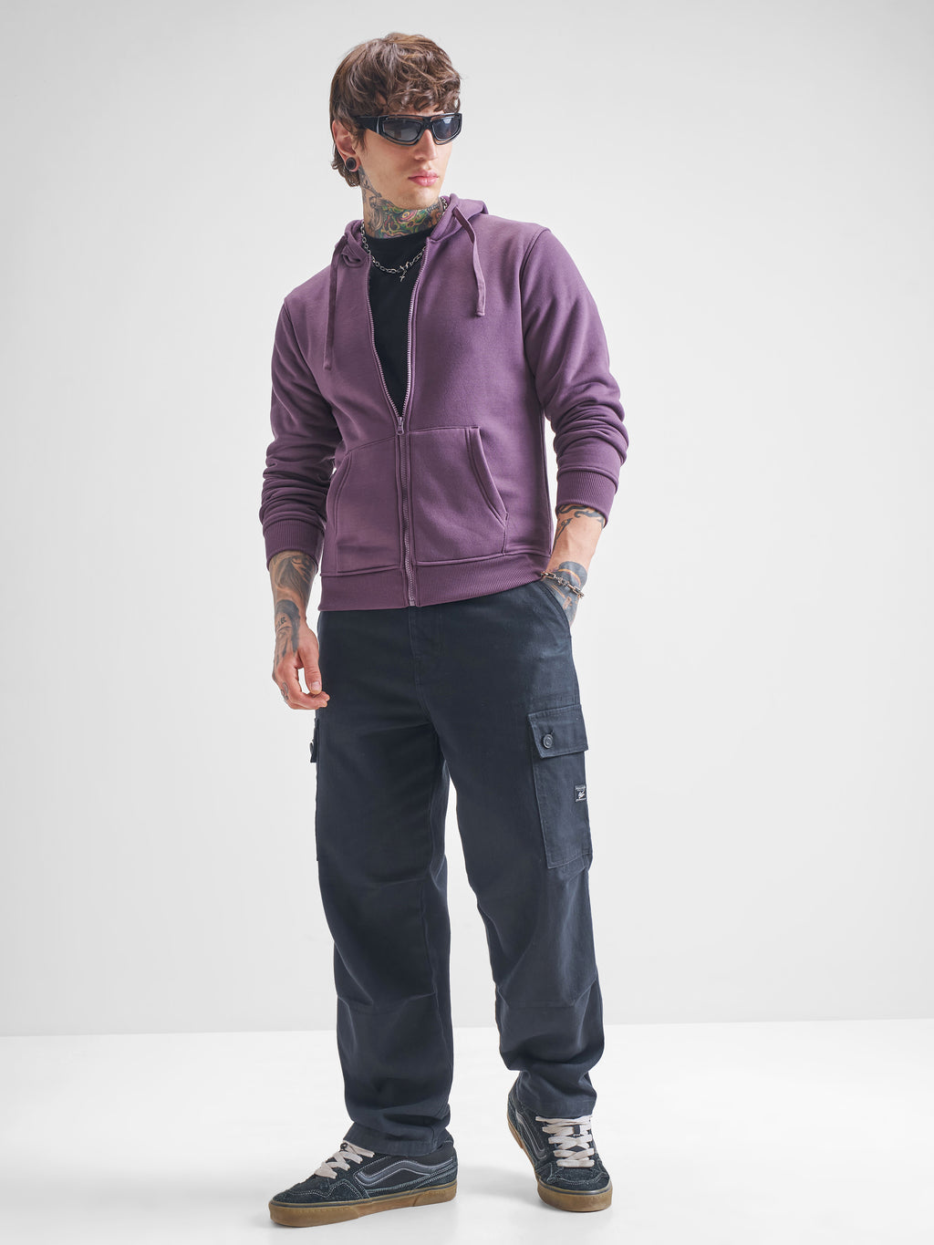 Highlander Men Lavender Hooded Front-Open Sweatshirt - Lavender - Image 2