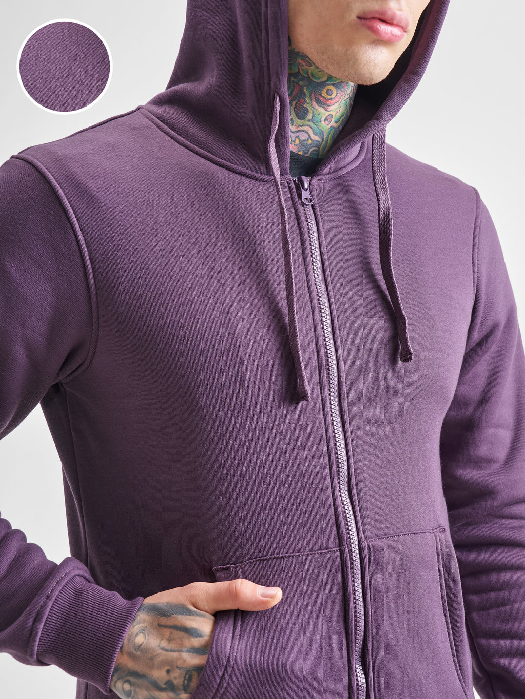 Highlander Men Lavender Hooded Front-Open Sweatshirt - Lavender - Image 5