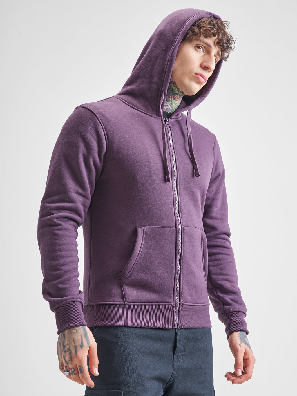 Highlander Men Lavender Hooded Front-Open Sweatshirt - Lavender - Image 6