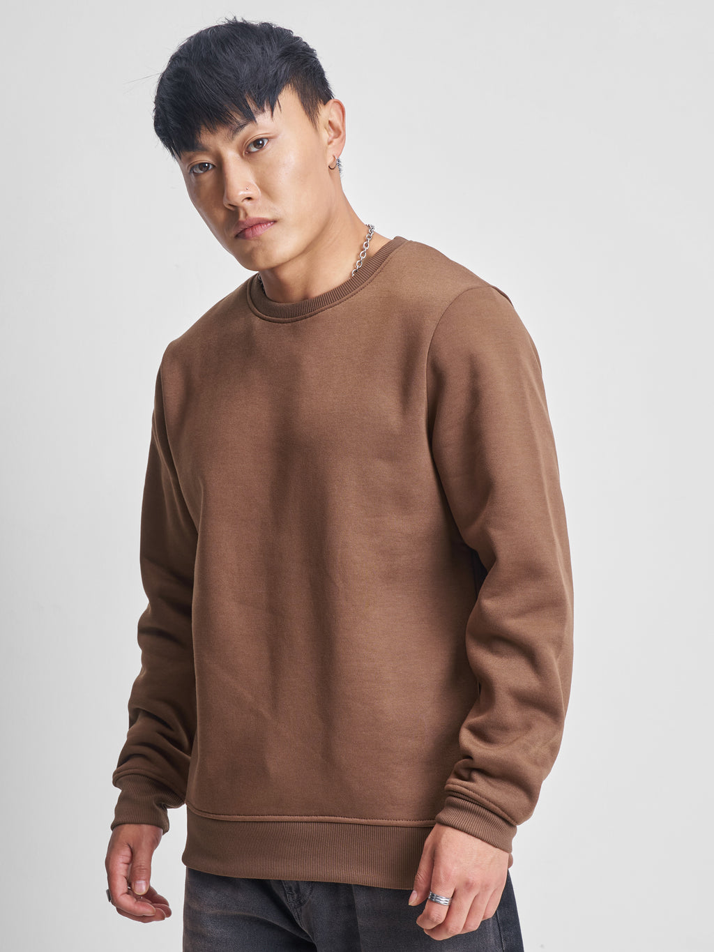 Highlander Men Brown Round Neck Pullover Sweatshirt - Brown - Image 4