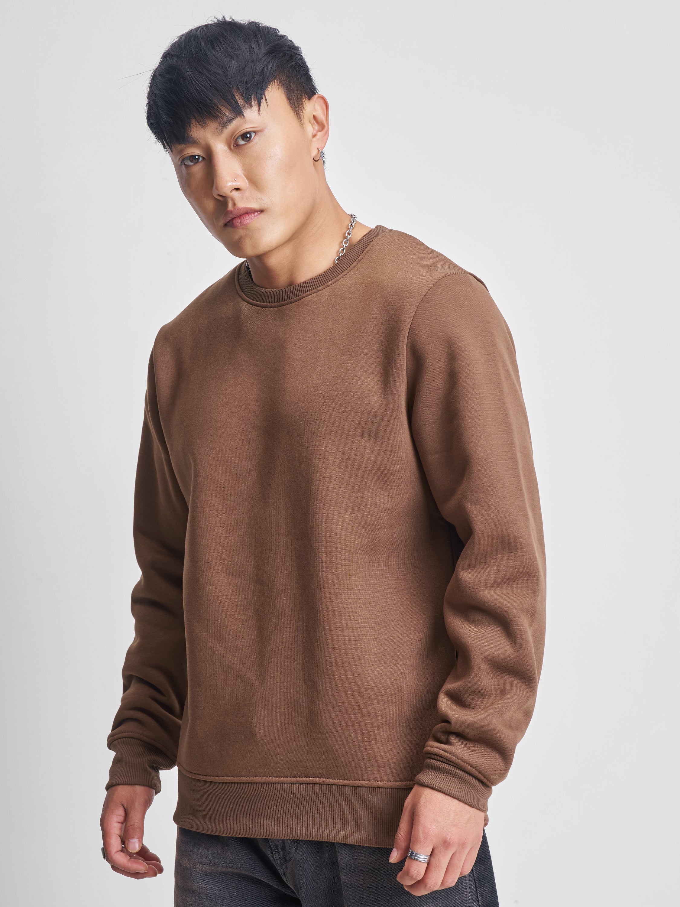 Highlander Men Brown Round Neck Pullover Sweatshirt - Brown - Image 4