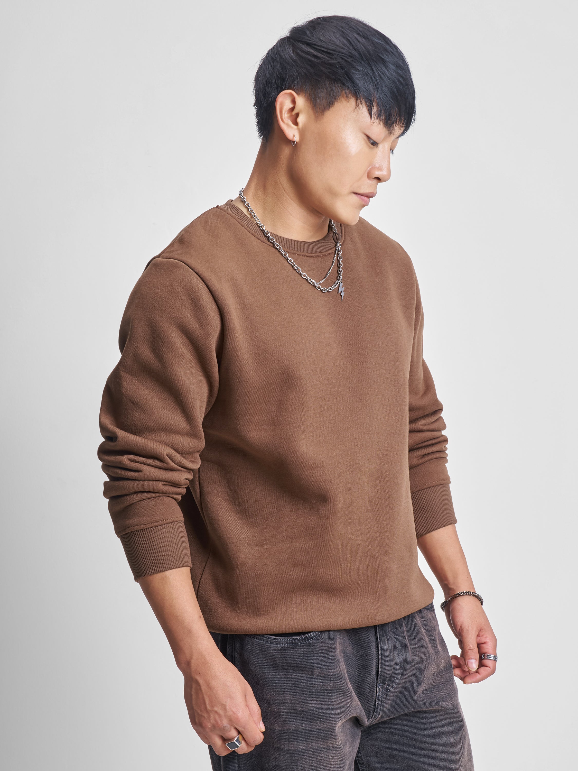 Highlander Men Brown Round Neck Pullover Sweatshirt - Brown - Image 6