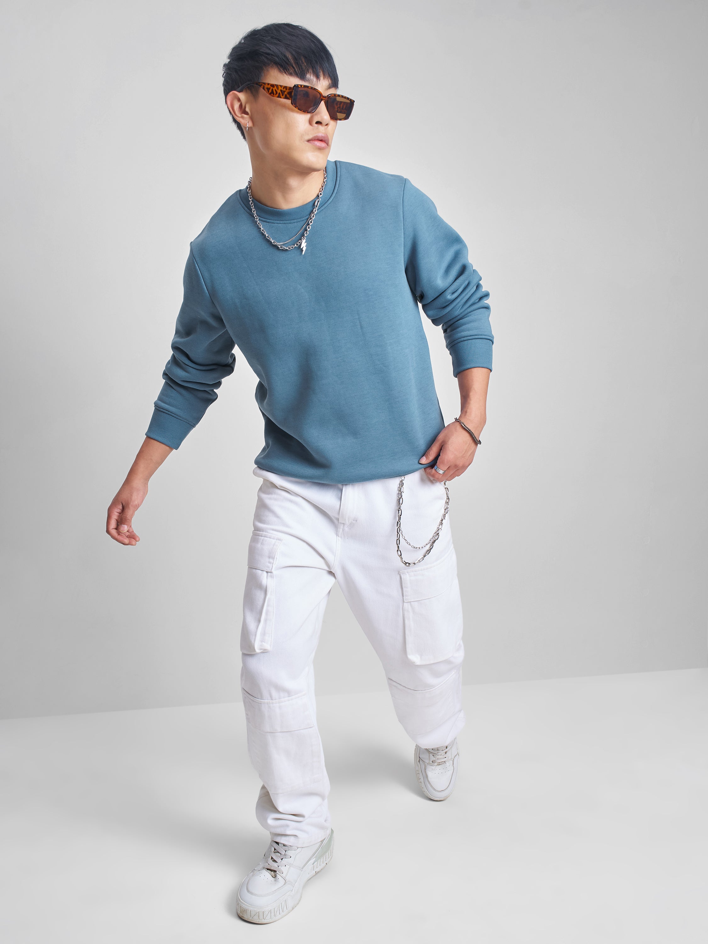 Highlander Men Blue Round Neck Pullover Sweatshirt - Blue - Image 2
