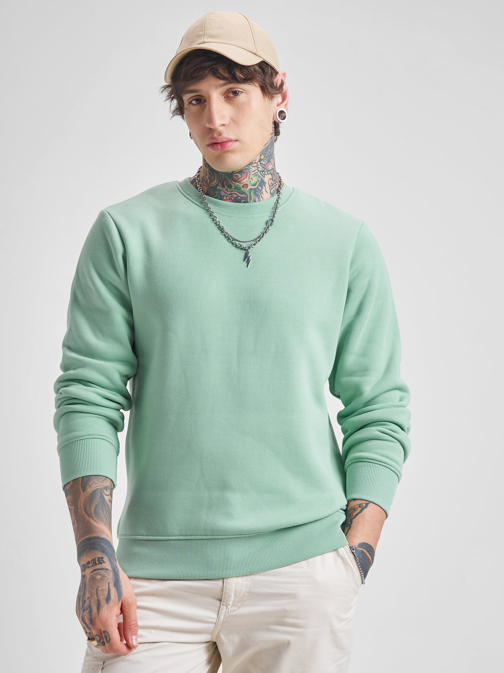 Highlander Men Green Round Neck Pullover Sweatshirt - Green - Image 1