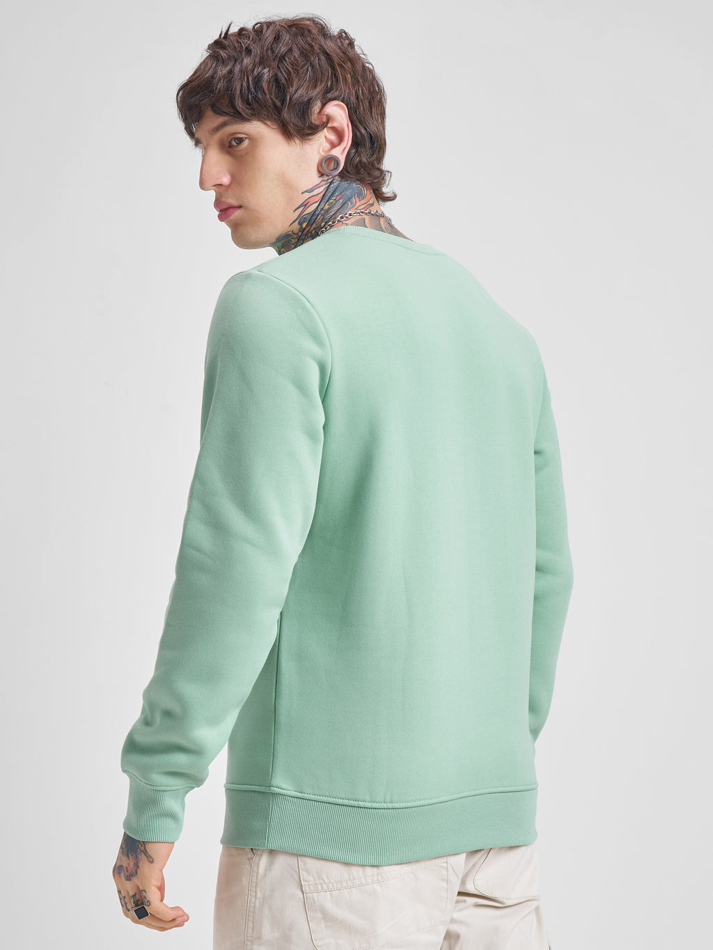 Highlander Men Green Round Neck Pullover Sweatshirt - Green - Image 3