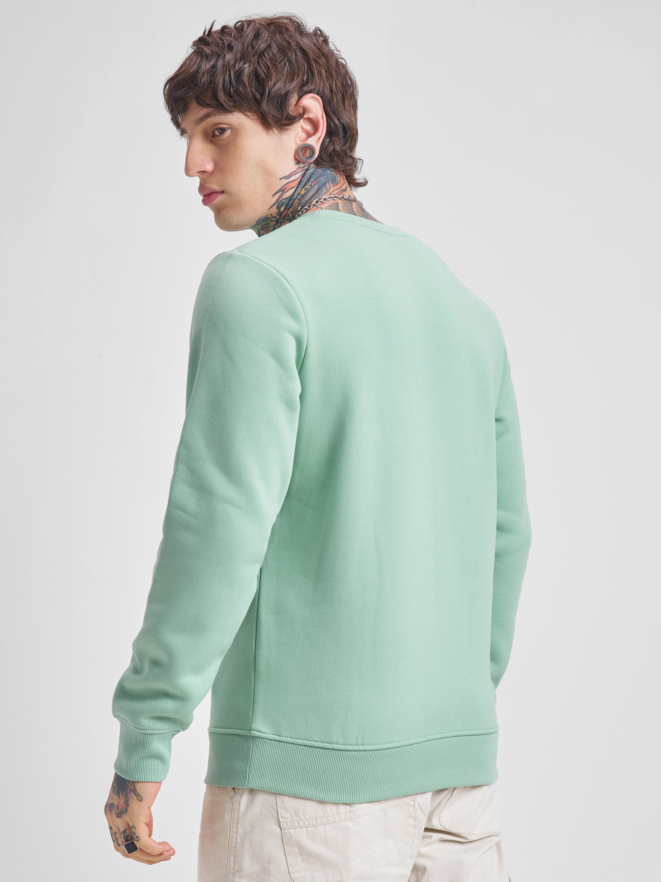 Highlander Men Green Round Neck Pullover Sweatshirt - Green - Image 3