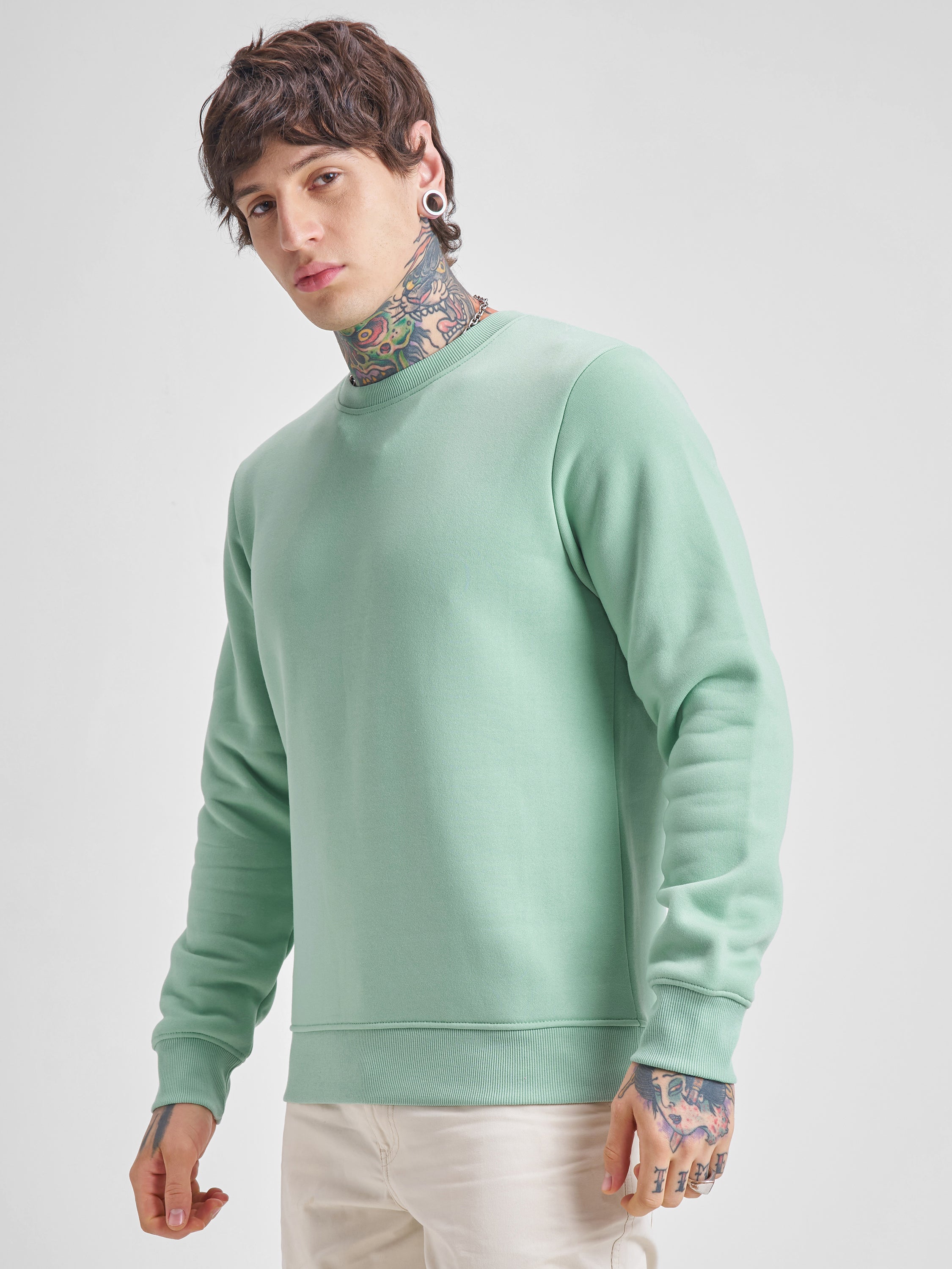 Highlander Men Green Round Neck Pullover Sweatshirt - Green - Image 4
