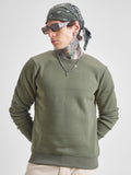 Highlander Men Olive Round Neck Pullover Sweatshirt - Olive - Image 1