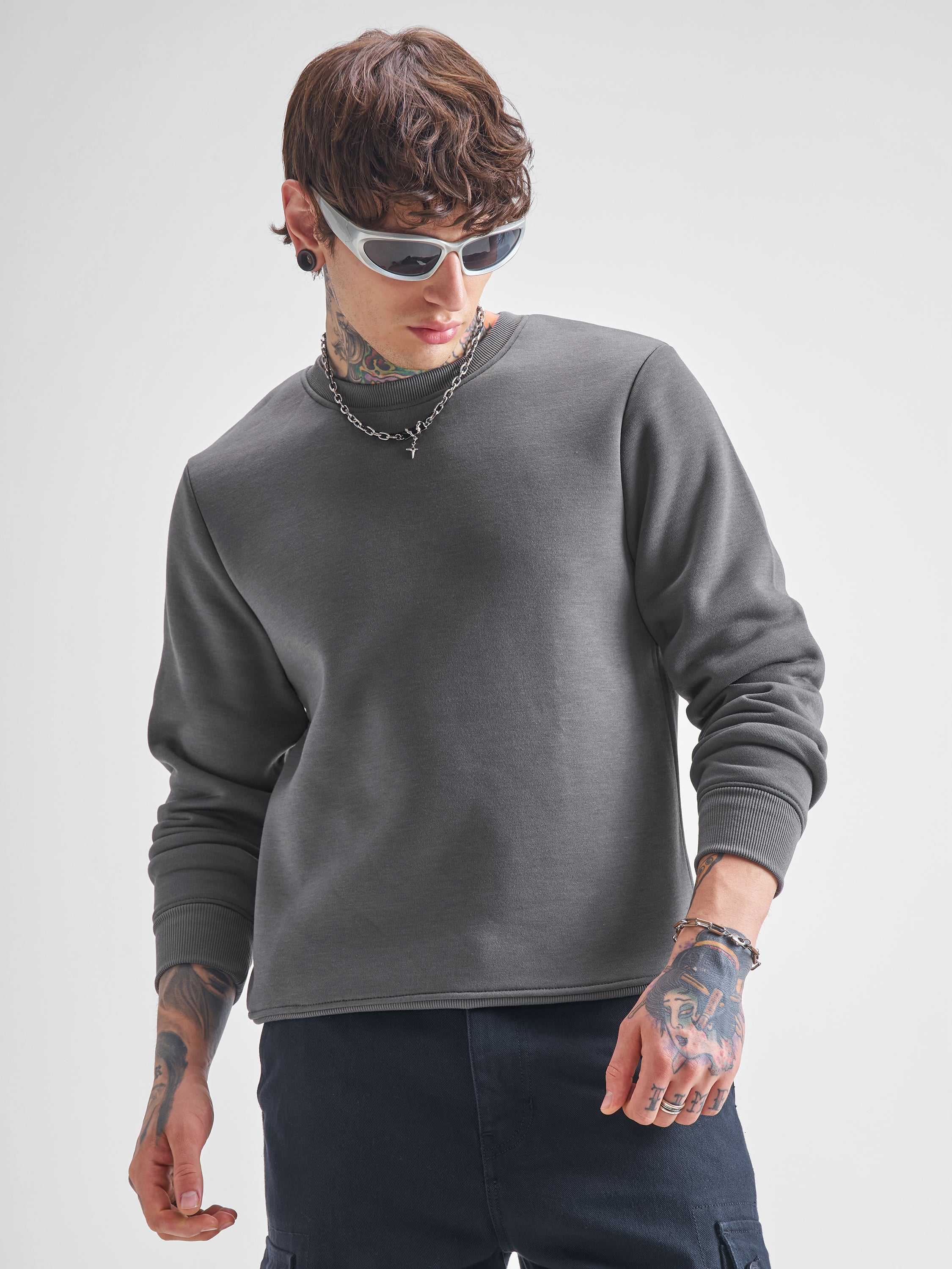 Highlander Men Brown Round Neck Pullover Sweatshirt - Brown - Image 1