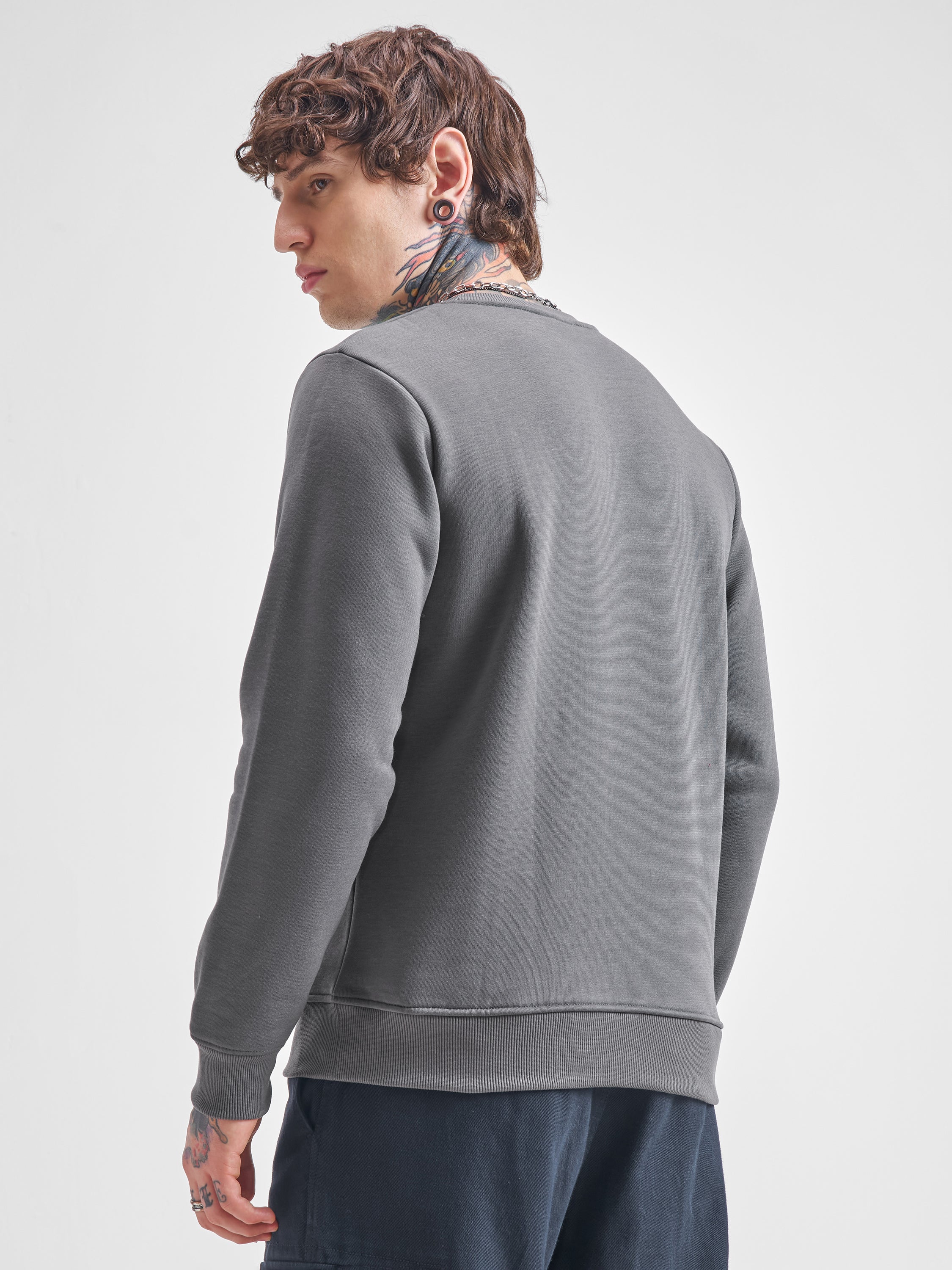Highlander Men Brown Round Neck Pullover Sweatshirt - Brown - Image 3
