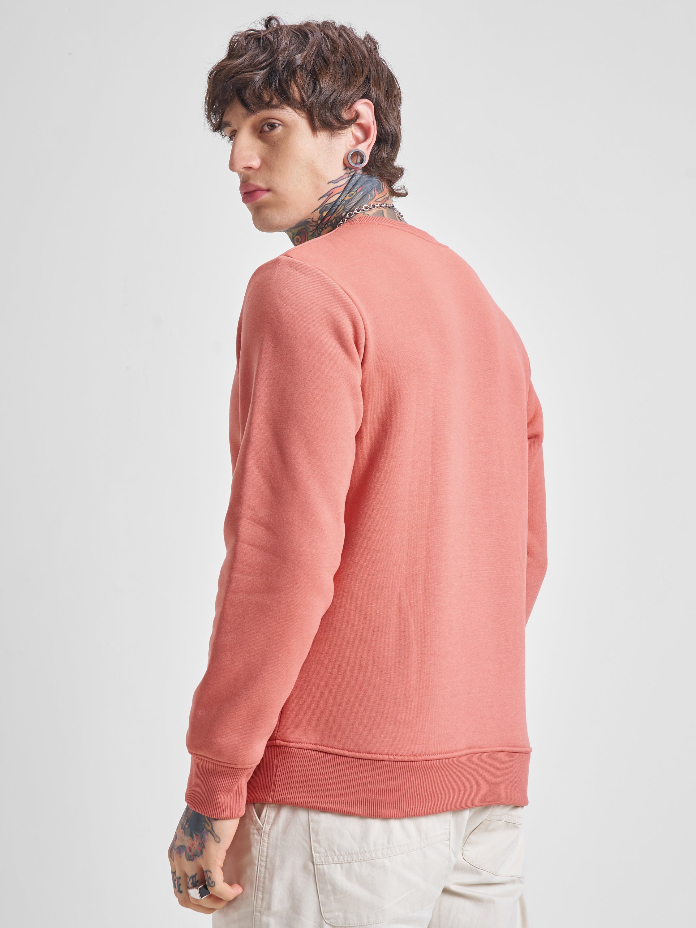 Highlander Men Peach Round Neck Pullover Sweatshirt - Peach - Image 3