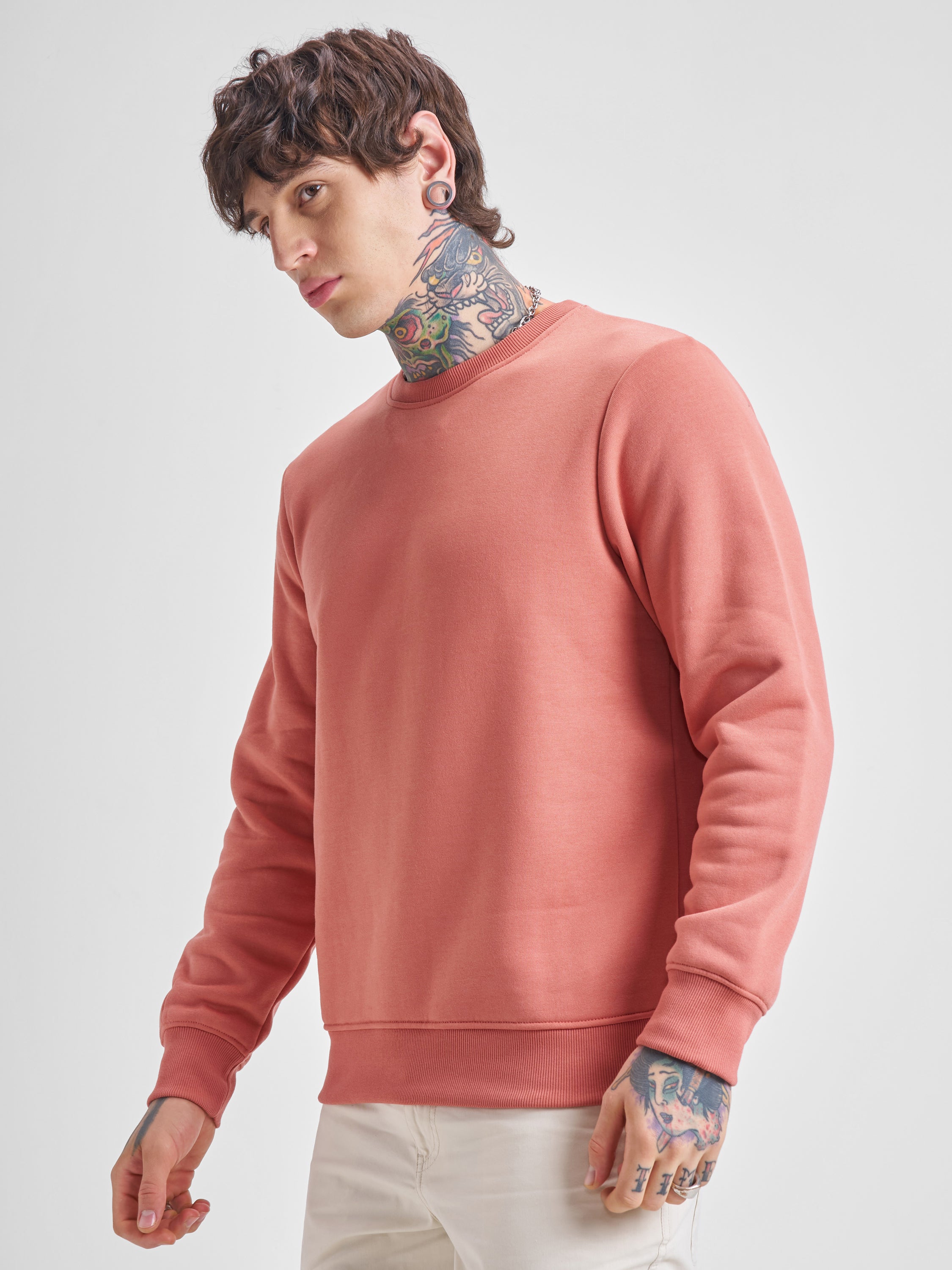 Highlander Men Peach Round Neck Pullover Sweatshirt - Peach - Image 4