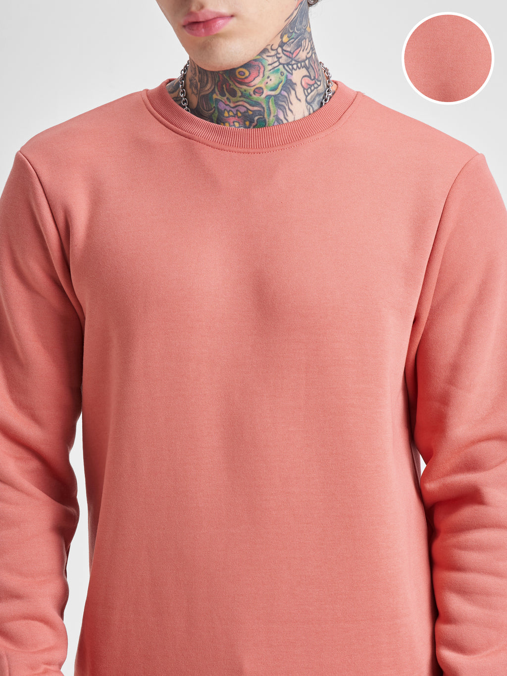 Highlander Men Peach Round Neck Pullover Sweatshirt - Peach - Image 5