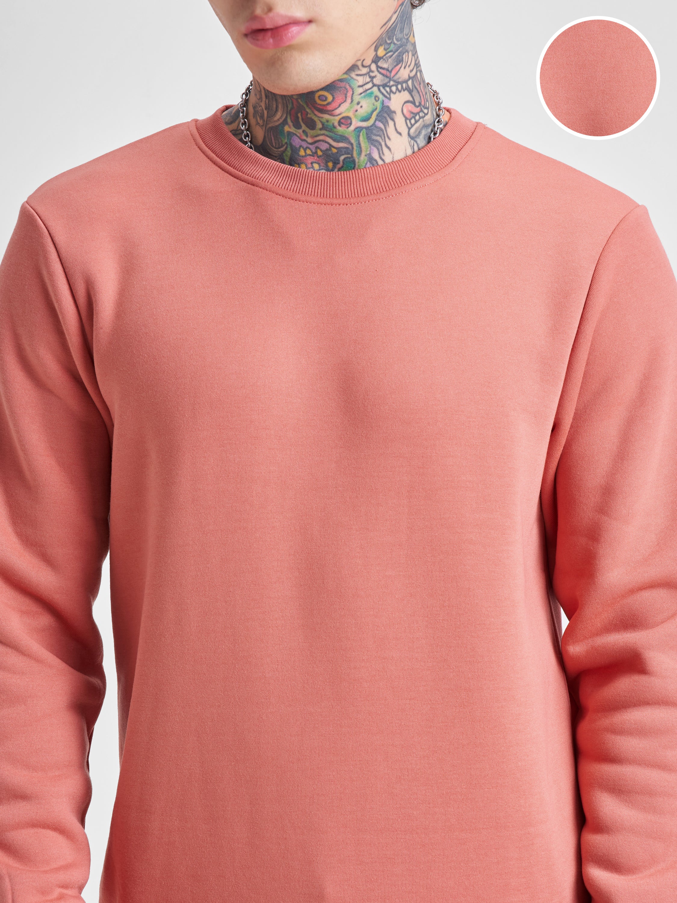 Highlander Men Peach Round Neck Pullover Sweatshirt - Peach - Image 5
