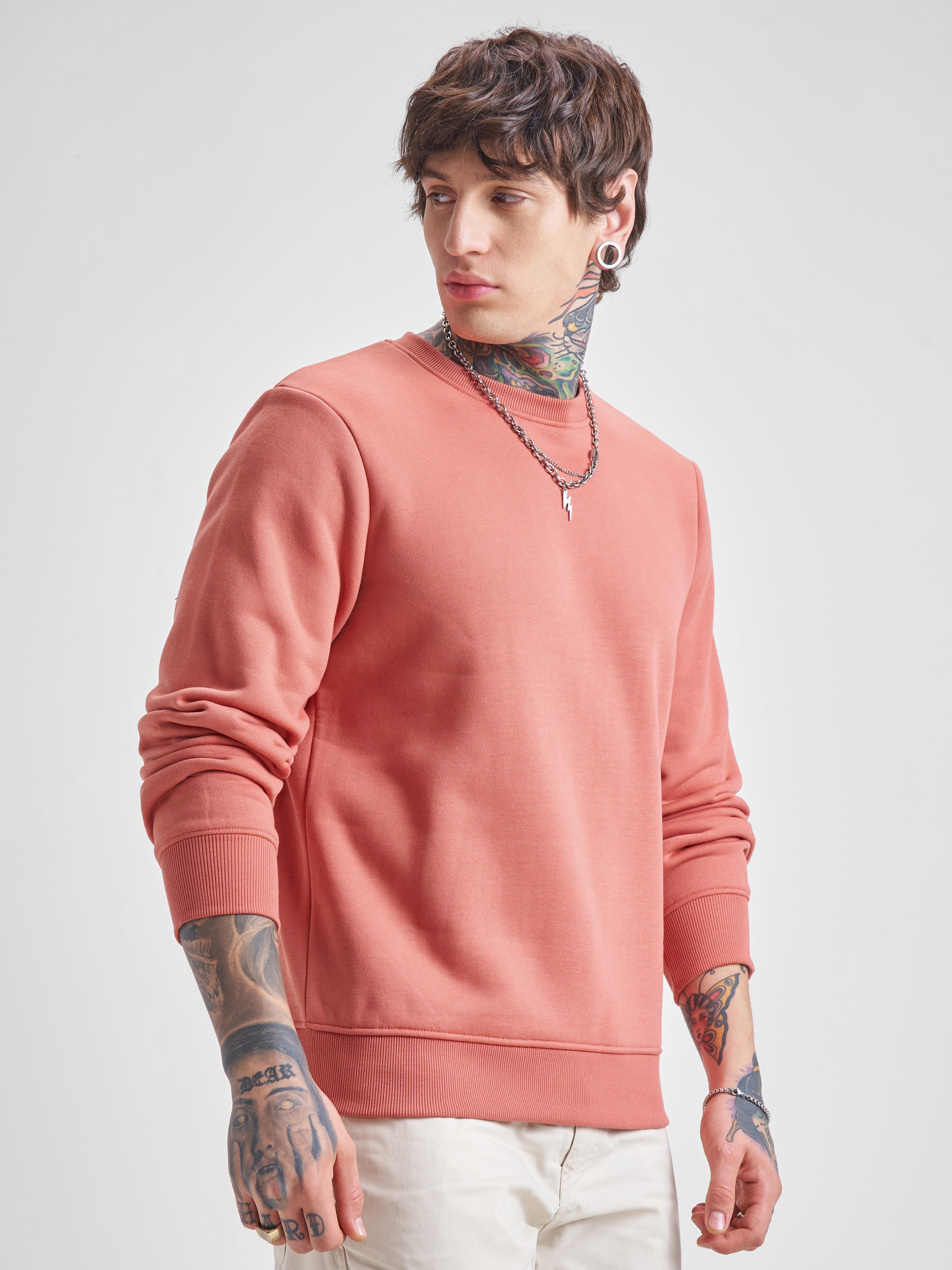 Highlander Men Peach Round Neck Pullover Sweatshirt - Peach - Image 6