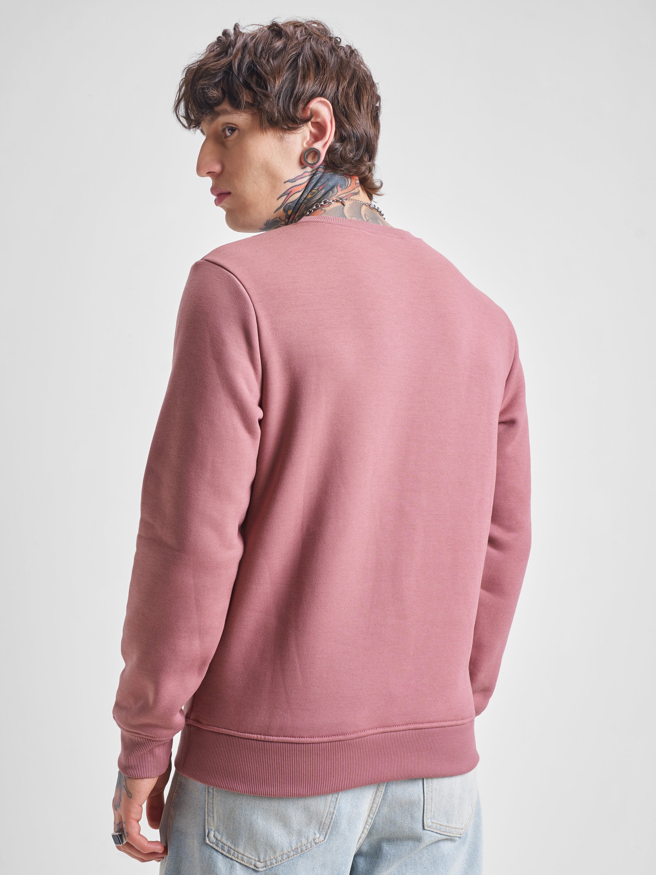 Highlander Men Rose Round Neck Pullover Sweatshirt - Rose - Image 3