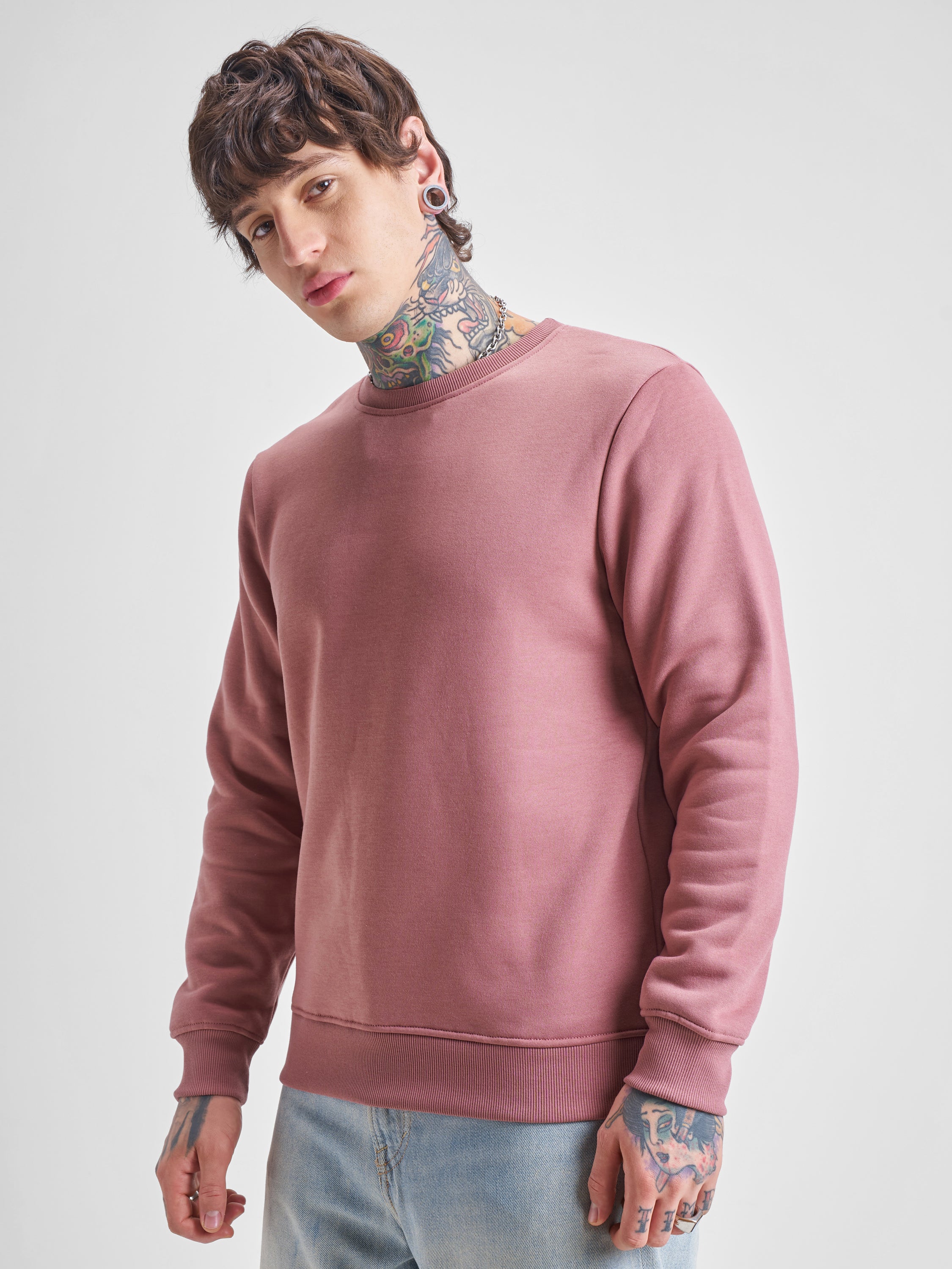 Highlander Men Rose Round Neck Pullover Sweatshirt - Rose - Image 4