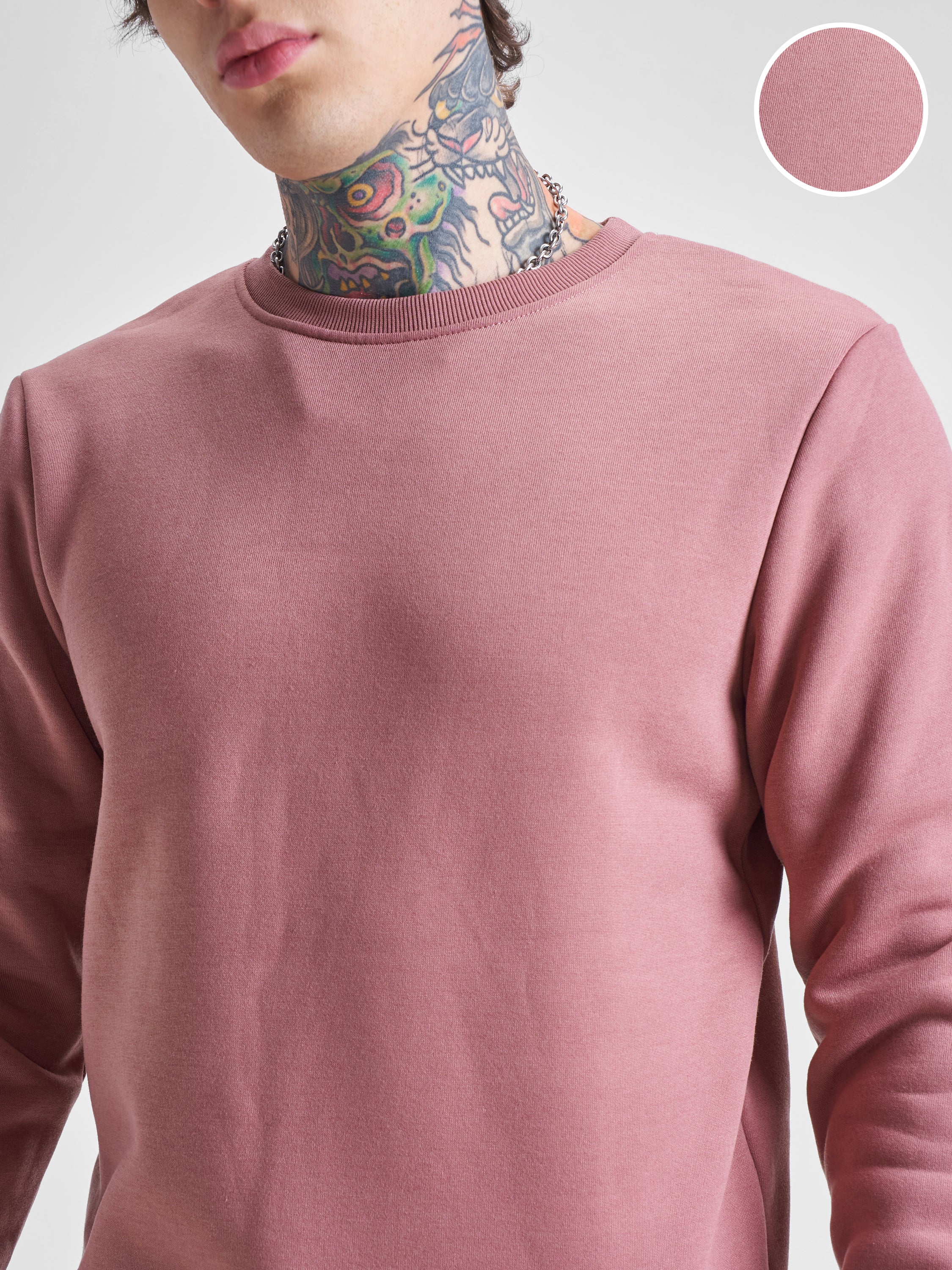 Highlander Men Rose Round Neck Pullover Sweatshirt - Rose - Image 5