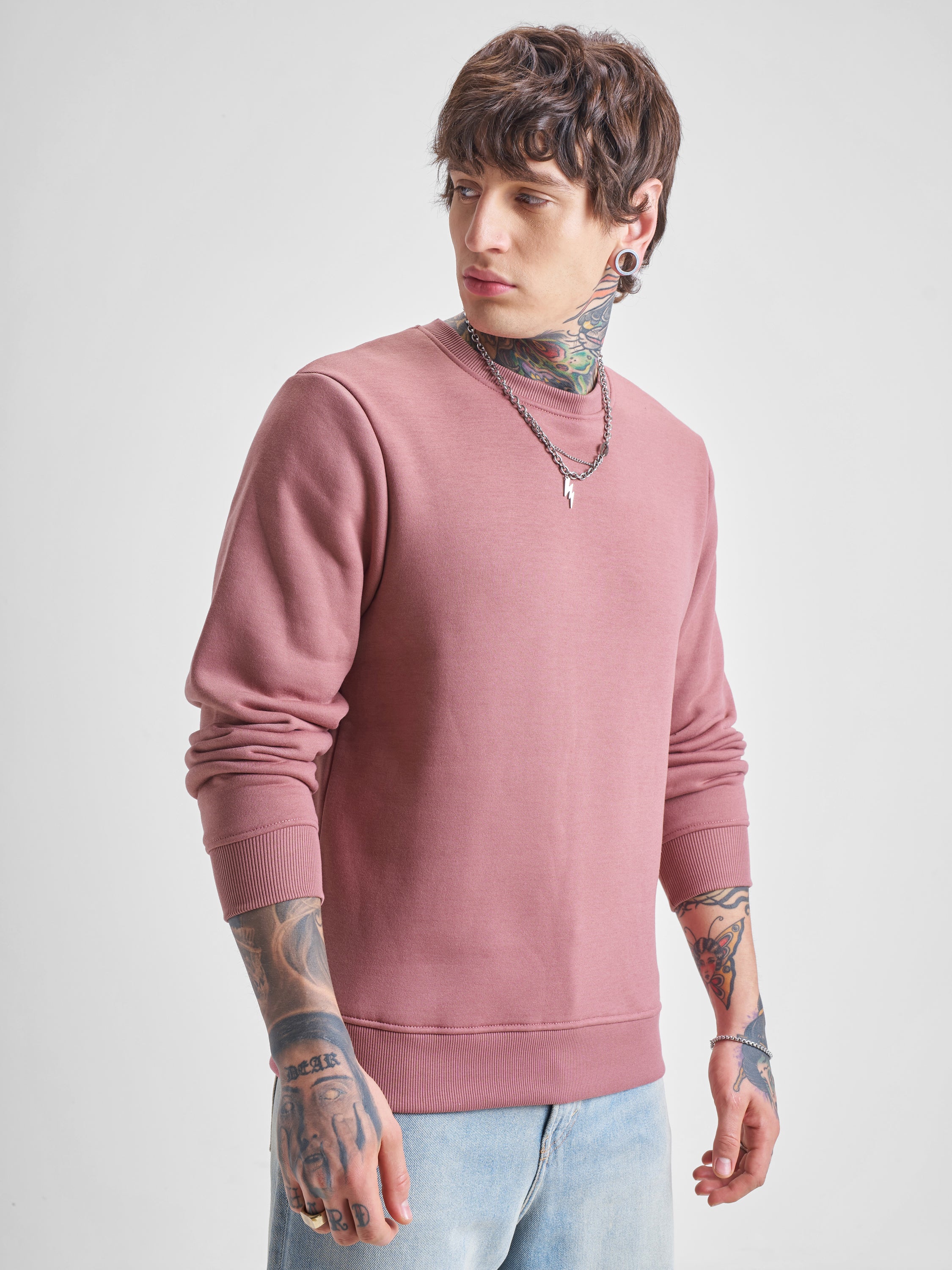 Highlander Men Rose Round Neck Pullover Sweatshirt - Rose - Image 6