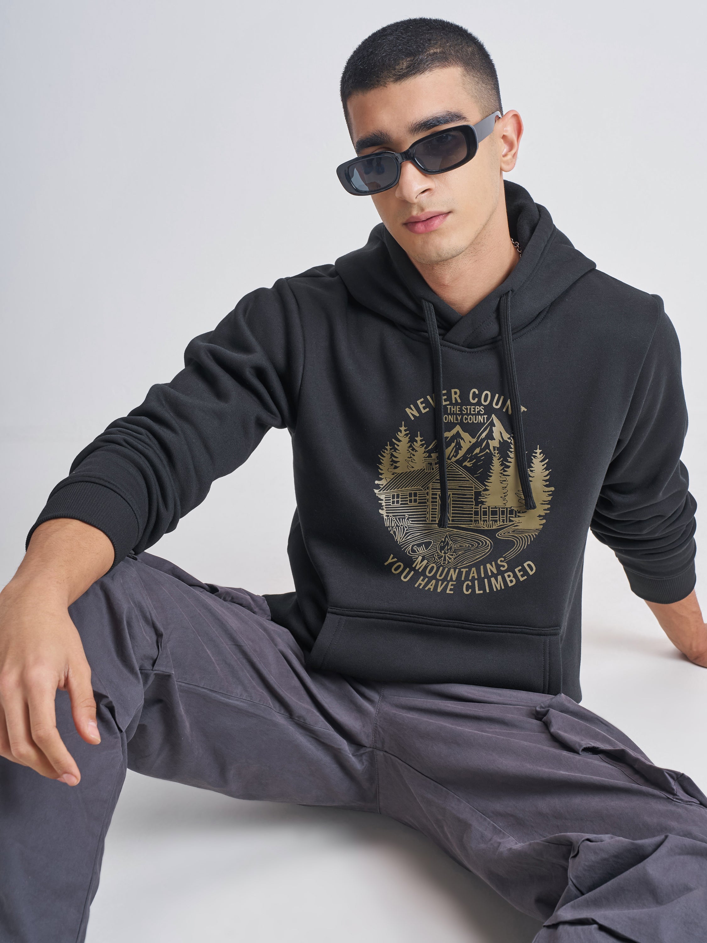 Highlander Men Black Hooded Pullover Sweatshirt - Black - Image 1