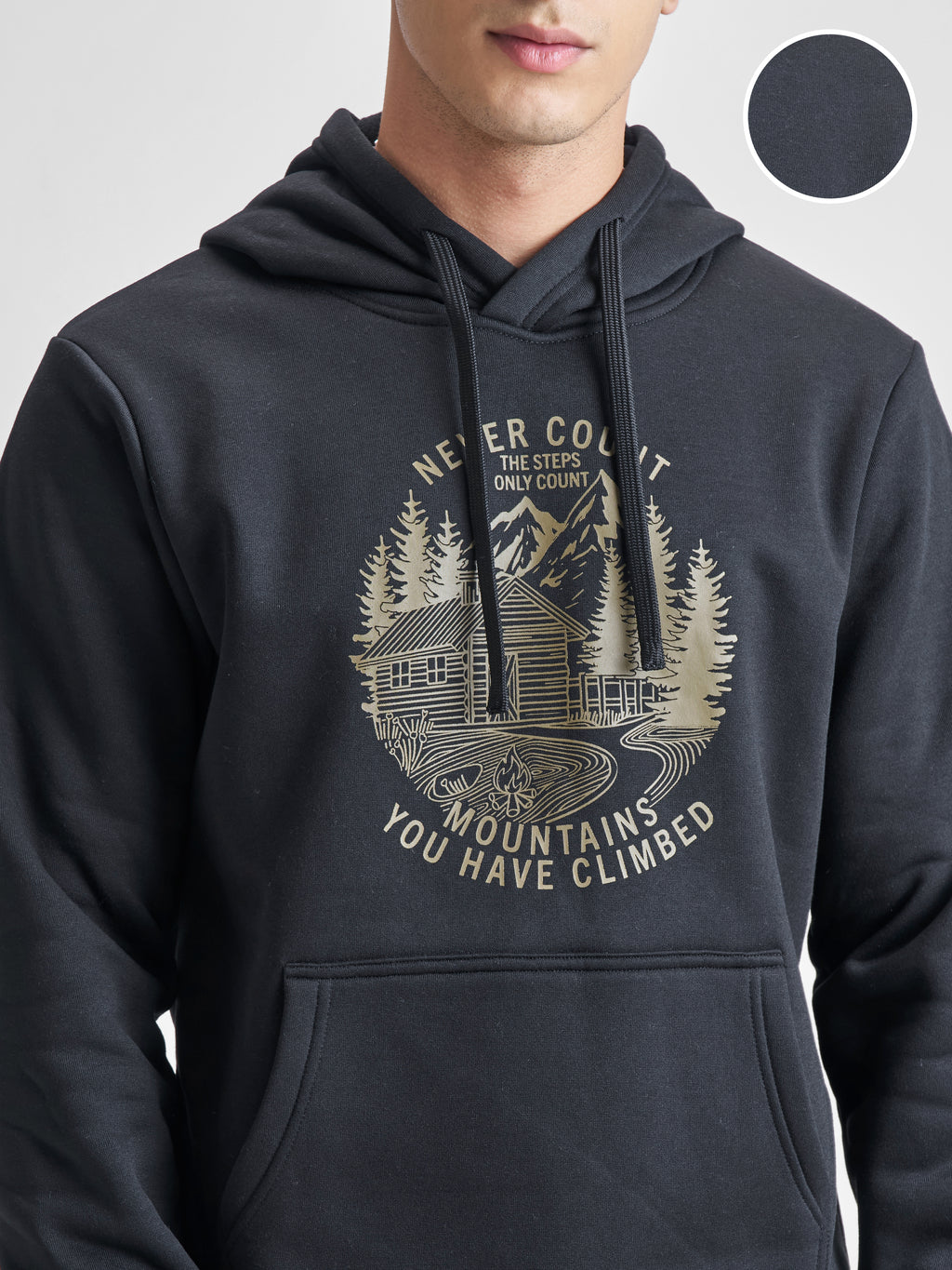 Highlander Men Black Hooded Pullover Sweatshirt - Black - Image 5