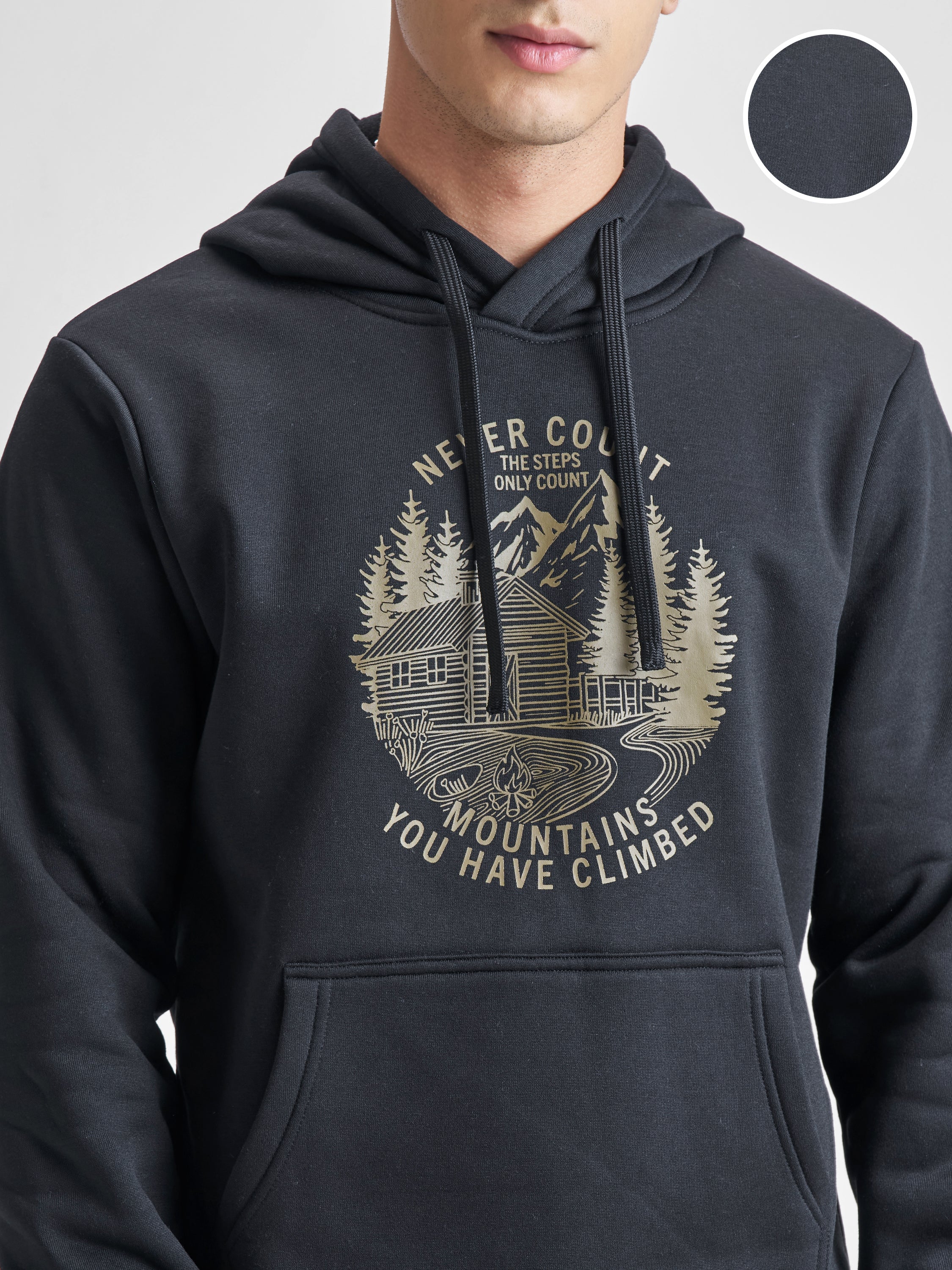 Highlander Men Black Hooded Pullover Sweatshirt - Black - Image 5