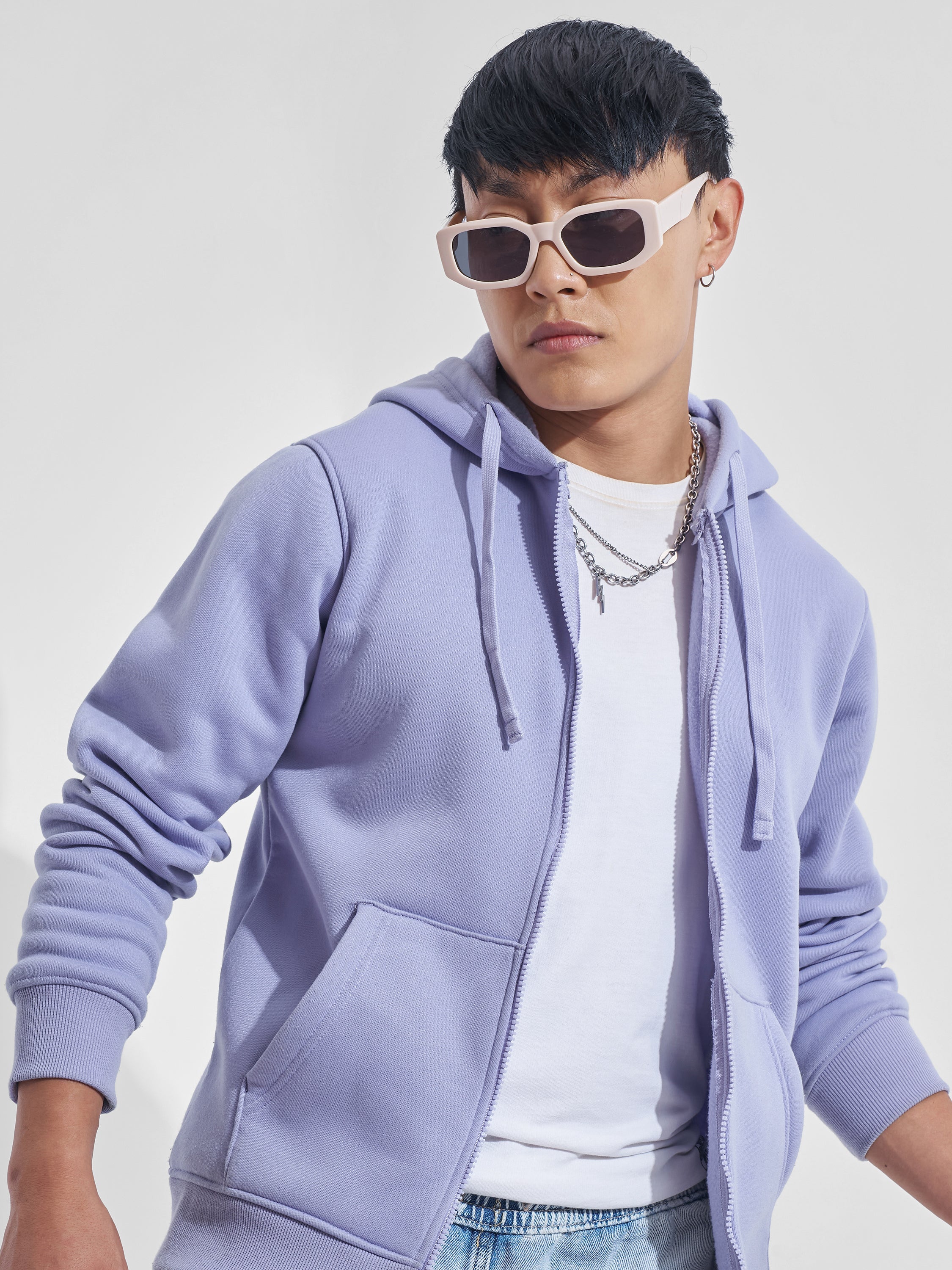 Highlander Men Blue Hooded Front-Open Sweatshirt - Blue - Image 1