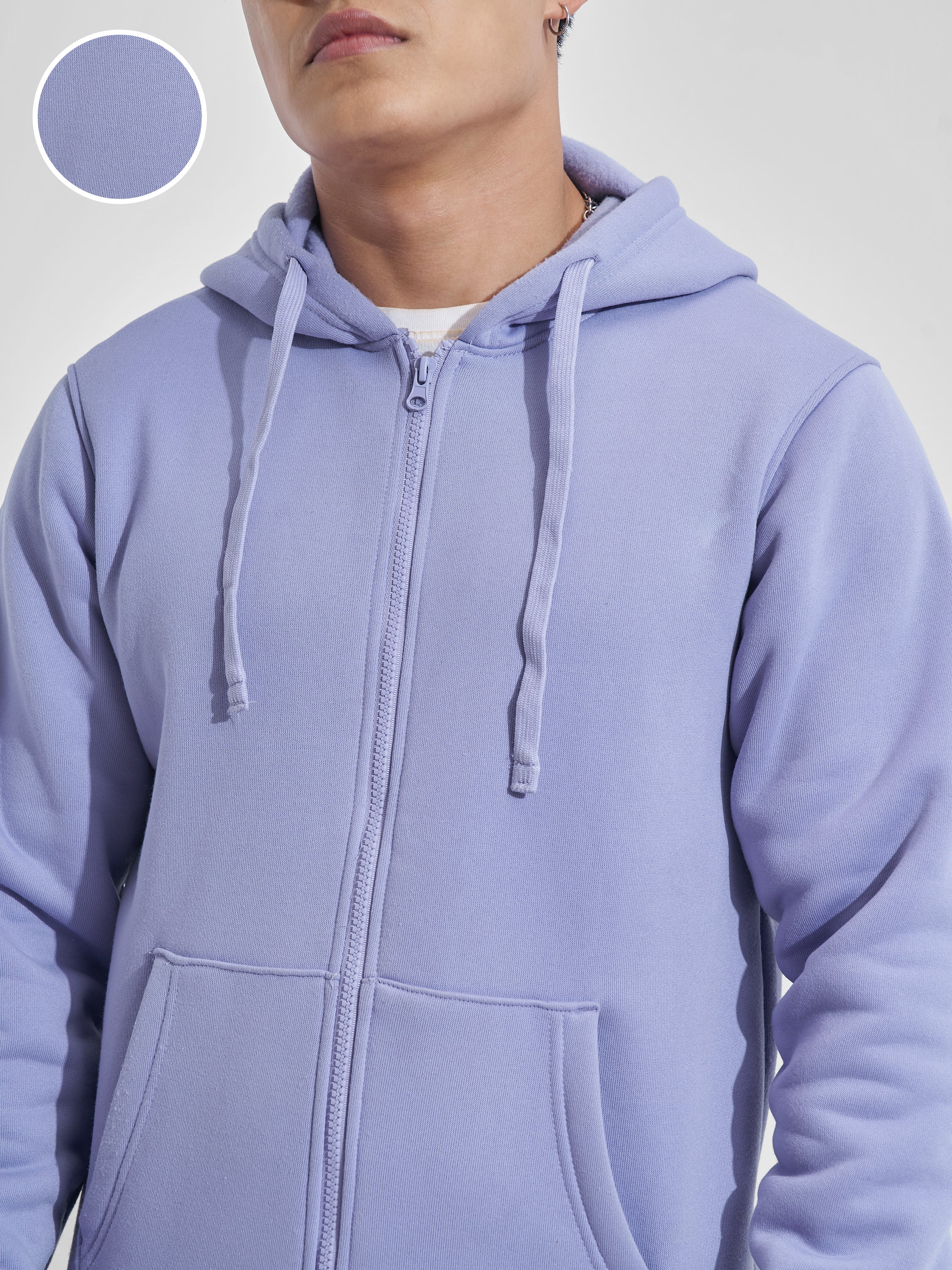 Highlander Men Blue Hooded Front-Open Sweatshirt - Blue - Image 5