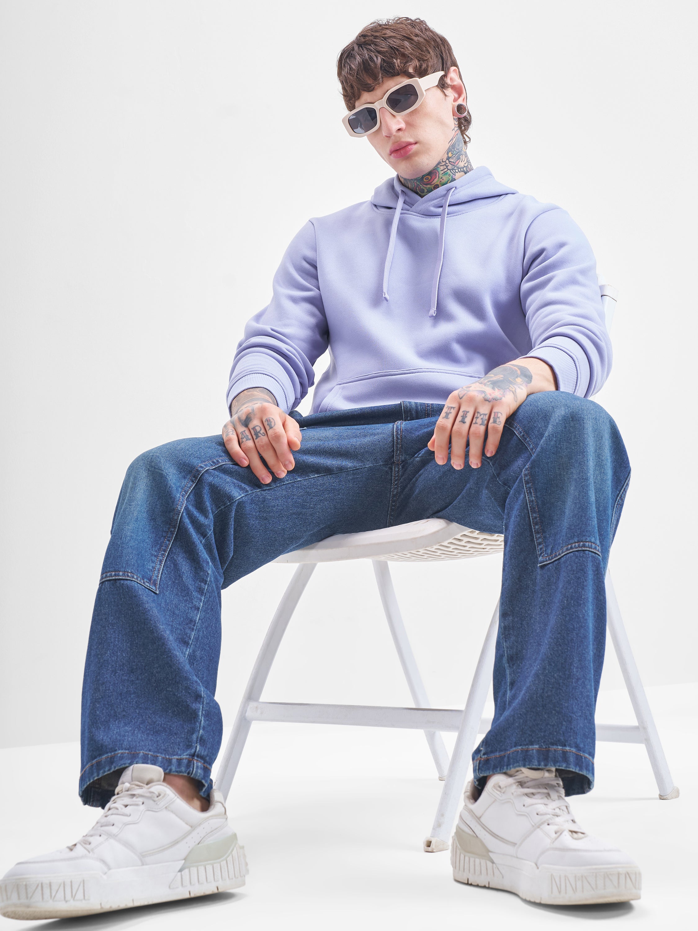 Highlander Men Blue Hooded Pullover Sweatshirt - Blue - Image 2