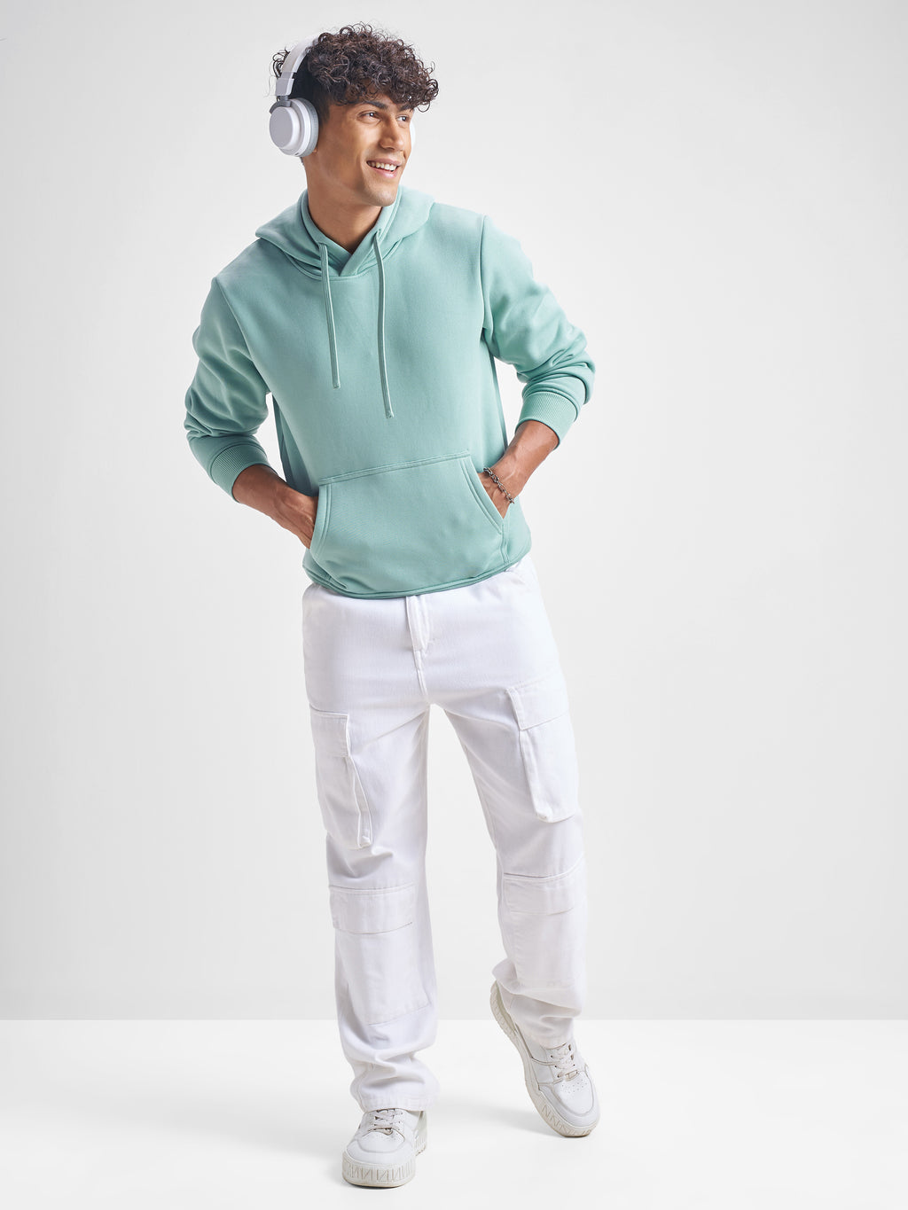 Highlander Men Blue Hooded Pullover Sweatshirt - Blue - Image 2