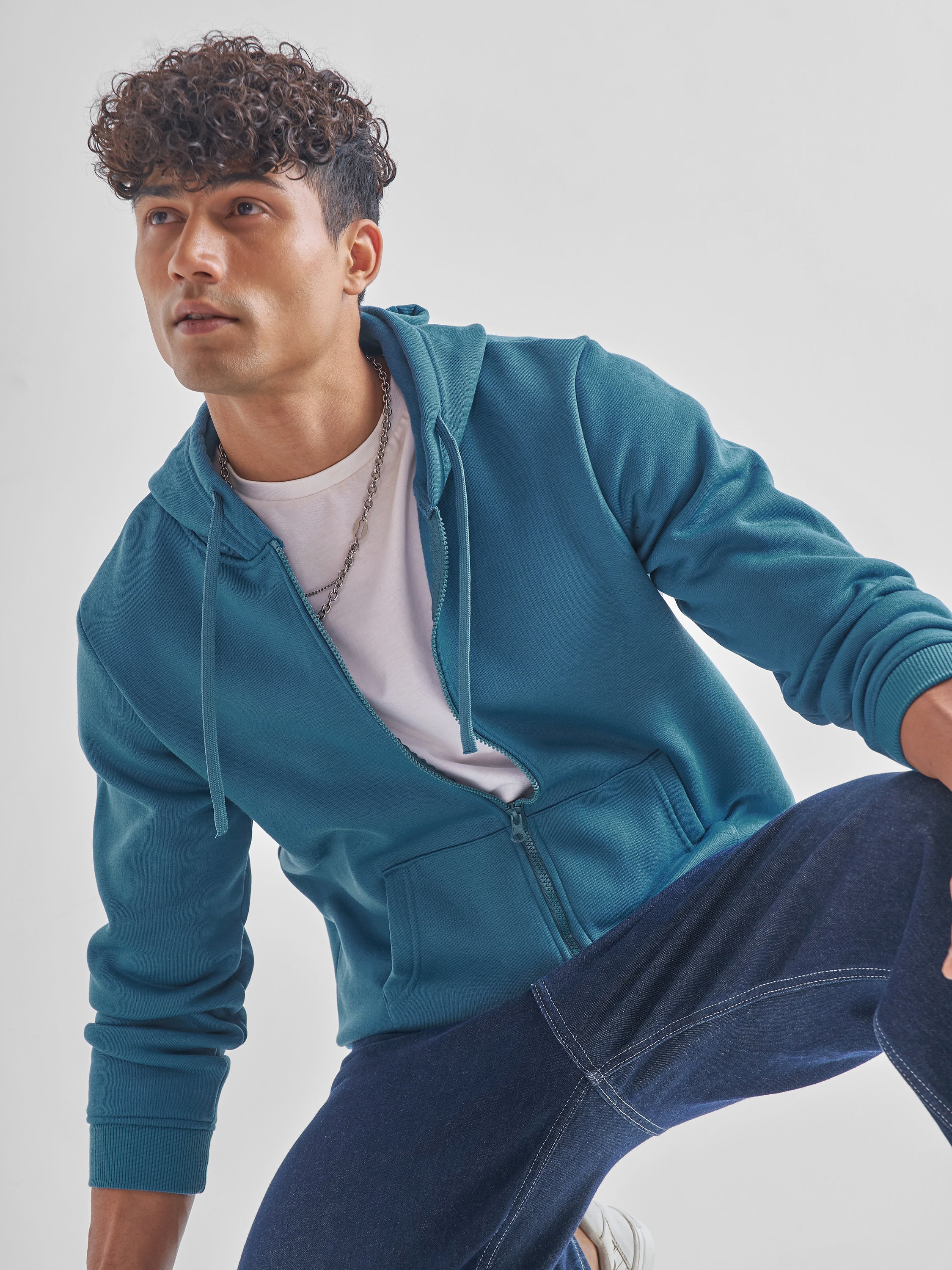 Highlander Men Teal Hooded Pullover Sweatshirt - Teal - Image 1