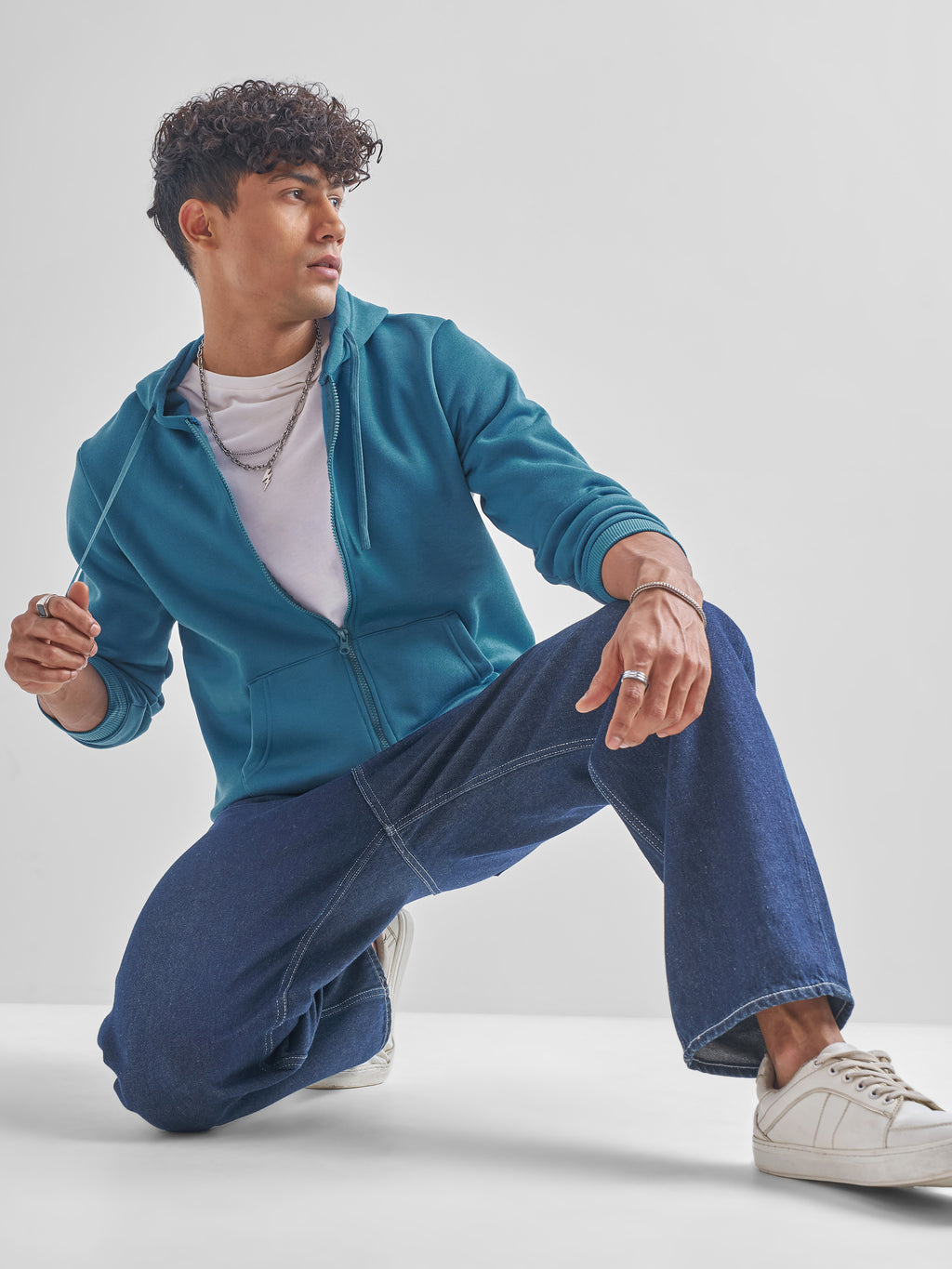 Highlander Men Teal Hooded Pullover Sweatshirt - Teal - Image 2